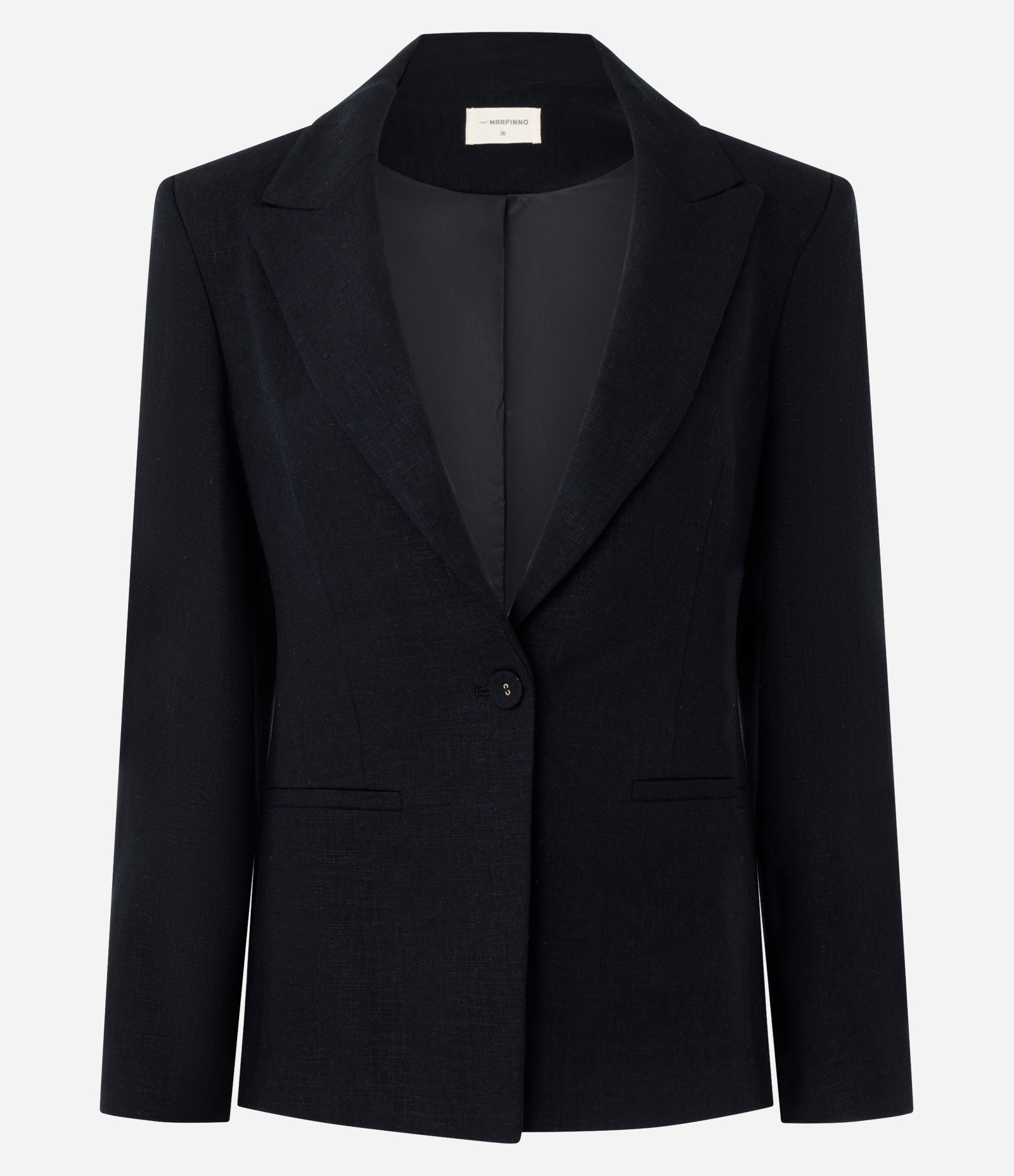 Blazer Alongado em Viscolinho com Modelagem Acinturada Preto 1