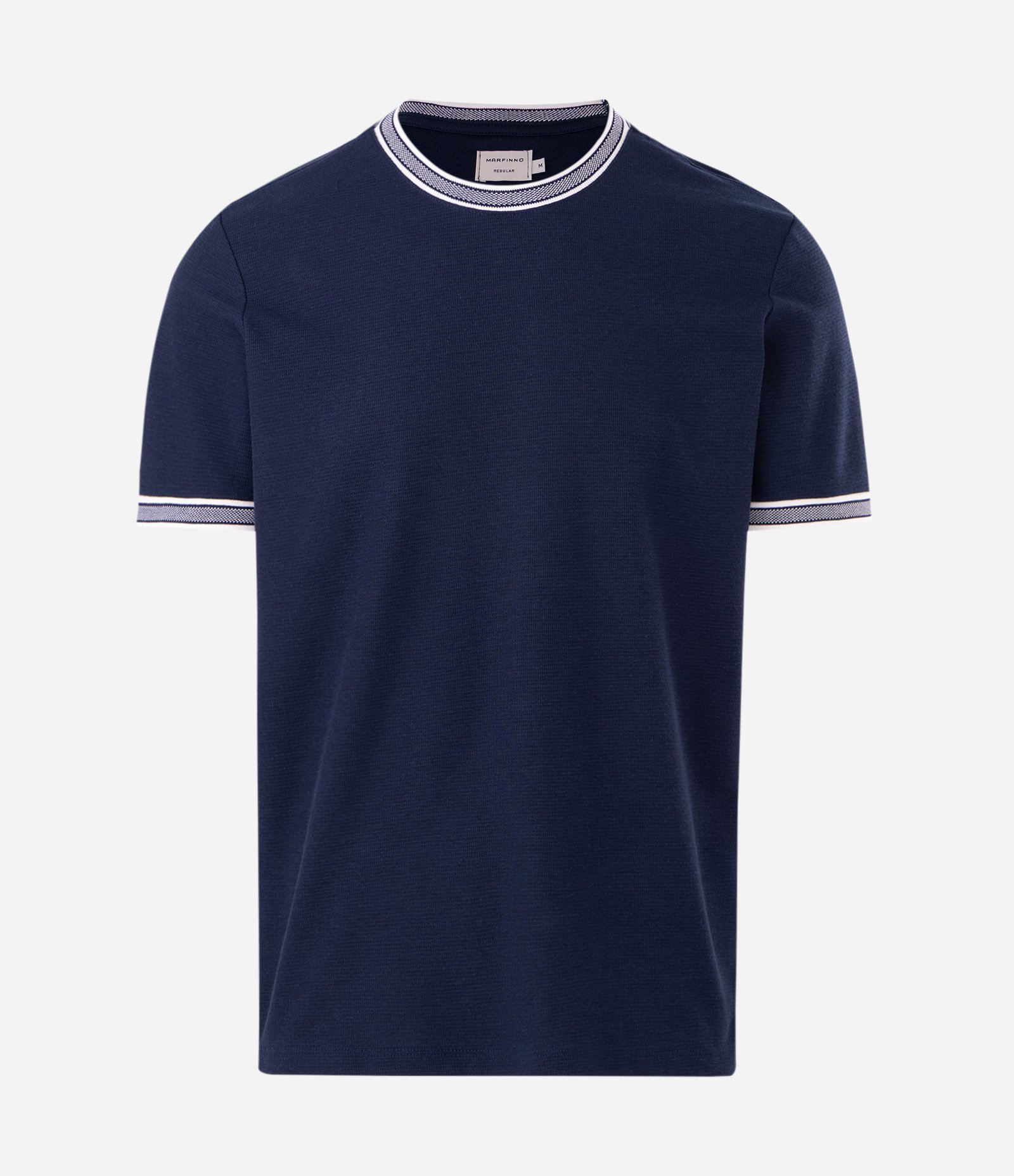 Camiseta Regular em Algodão Texturizado Azul 4