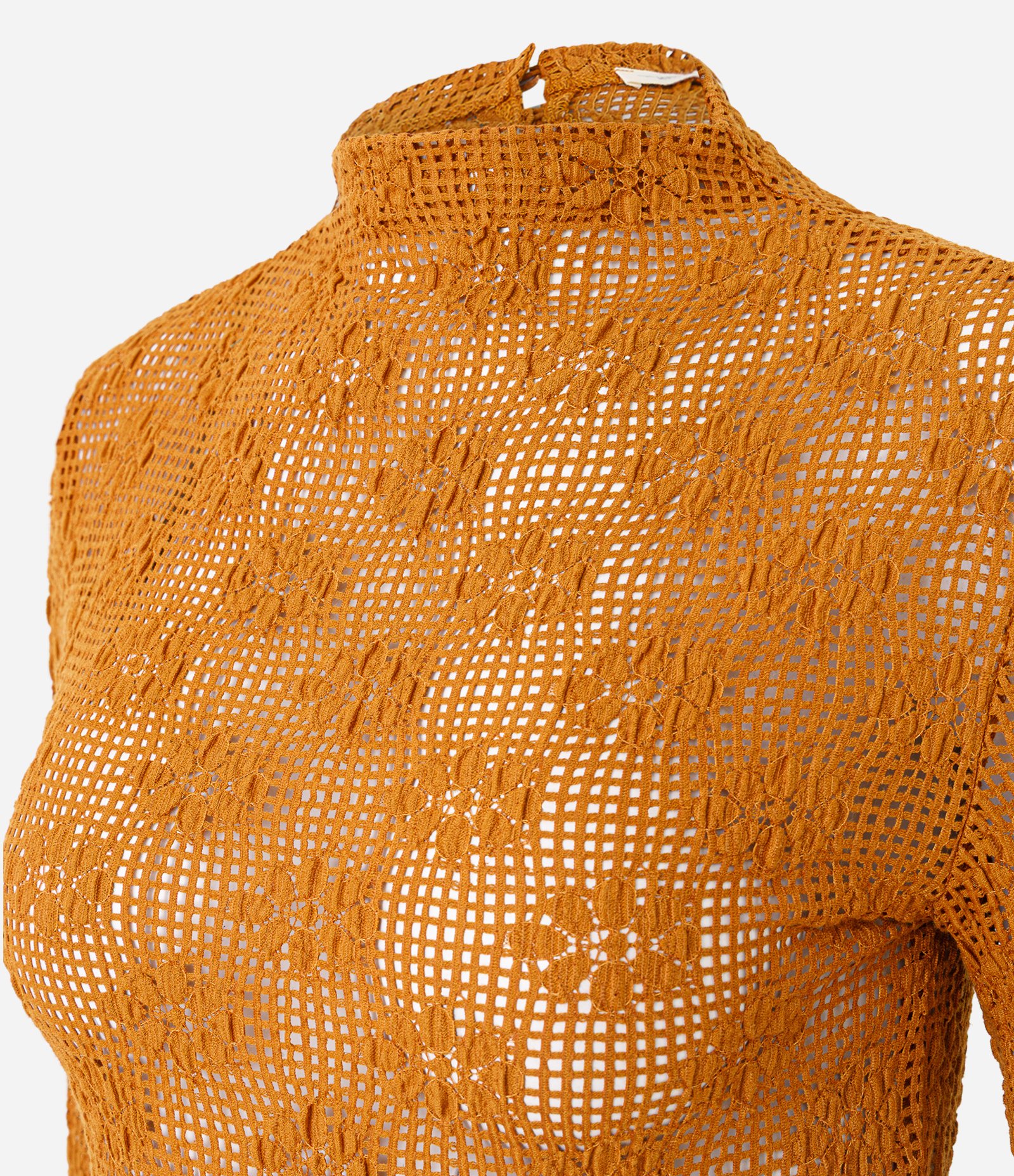 Blusa Regular em Renda Floral com Textura Furada Caramelo 7