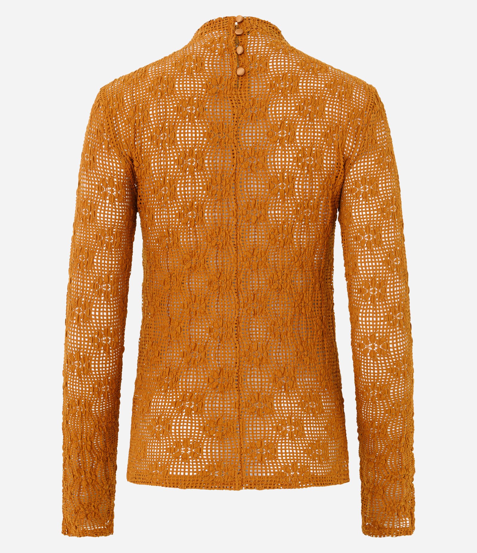 Blusa Regular em Renda Floral com Textura Furada Caramelo 8
