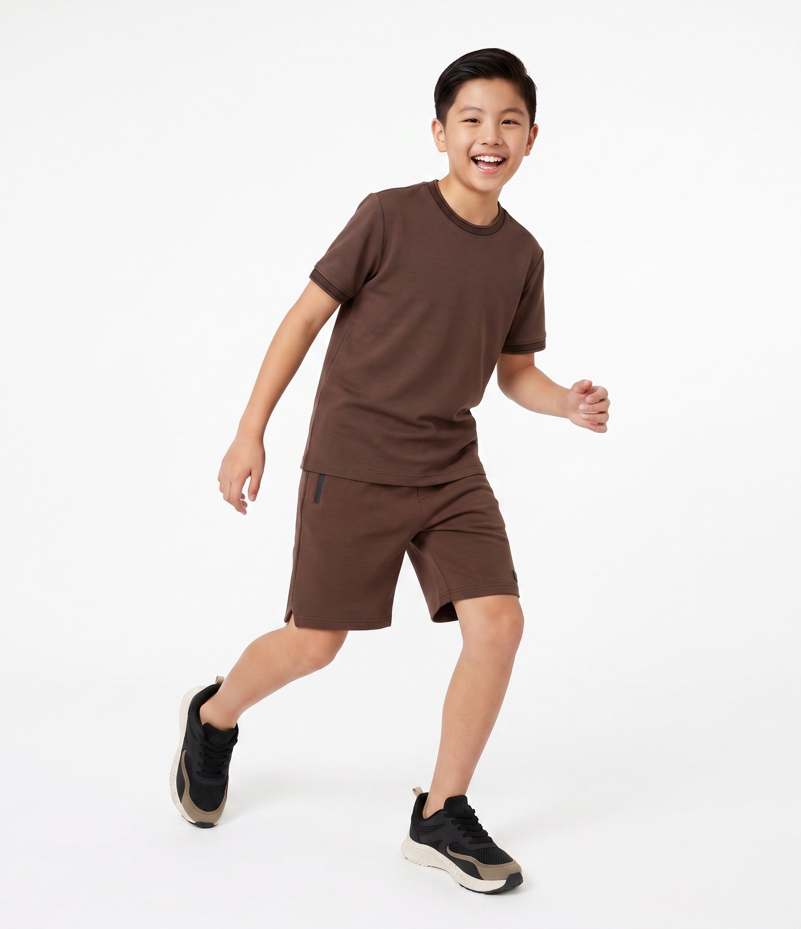 Bermuda Infantil em Moletom com Bolso com Zíper - Tam 5 a 14 Anos Marrom 2
