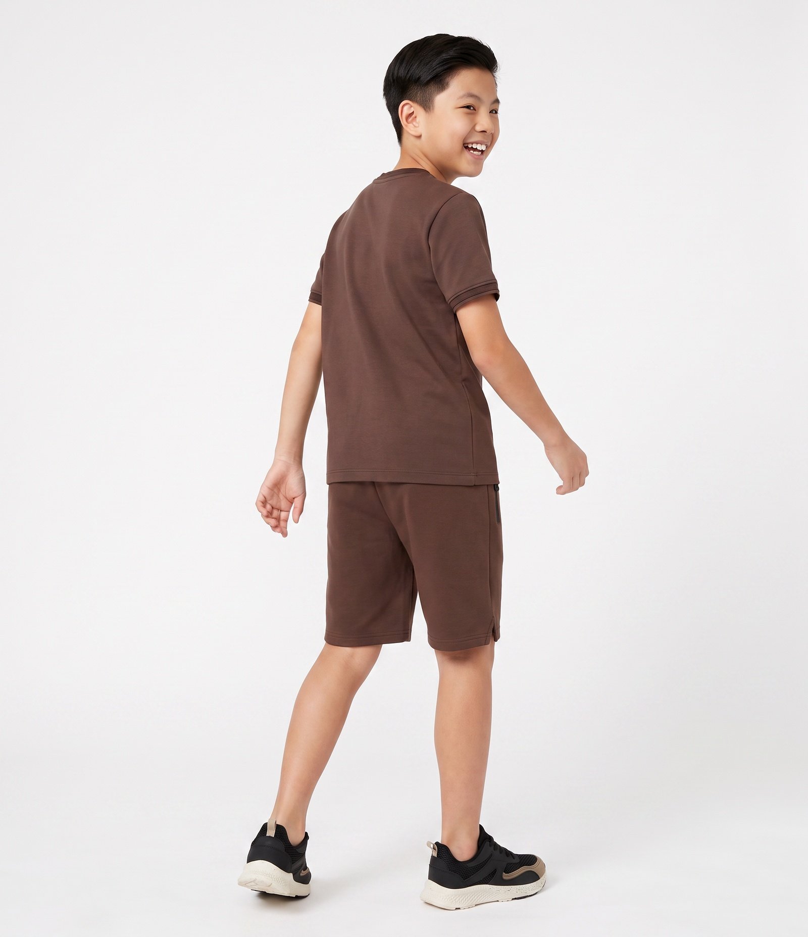 Bermuda Infantil em Moletom com Bolso com Zíper - Tam 5 a 14 Anos Marrom 3