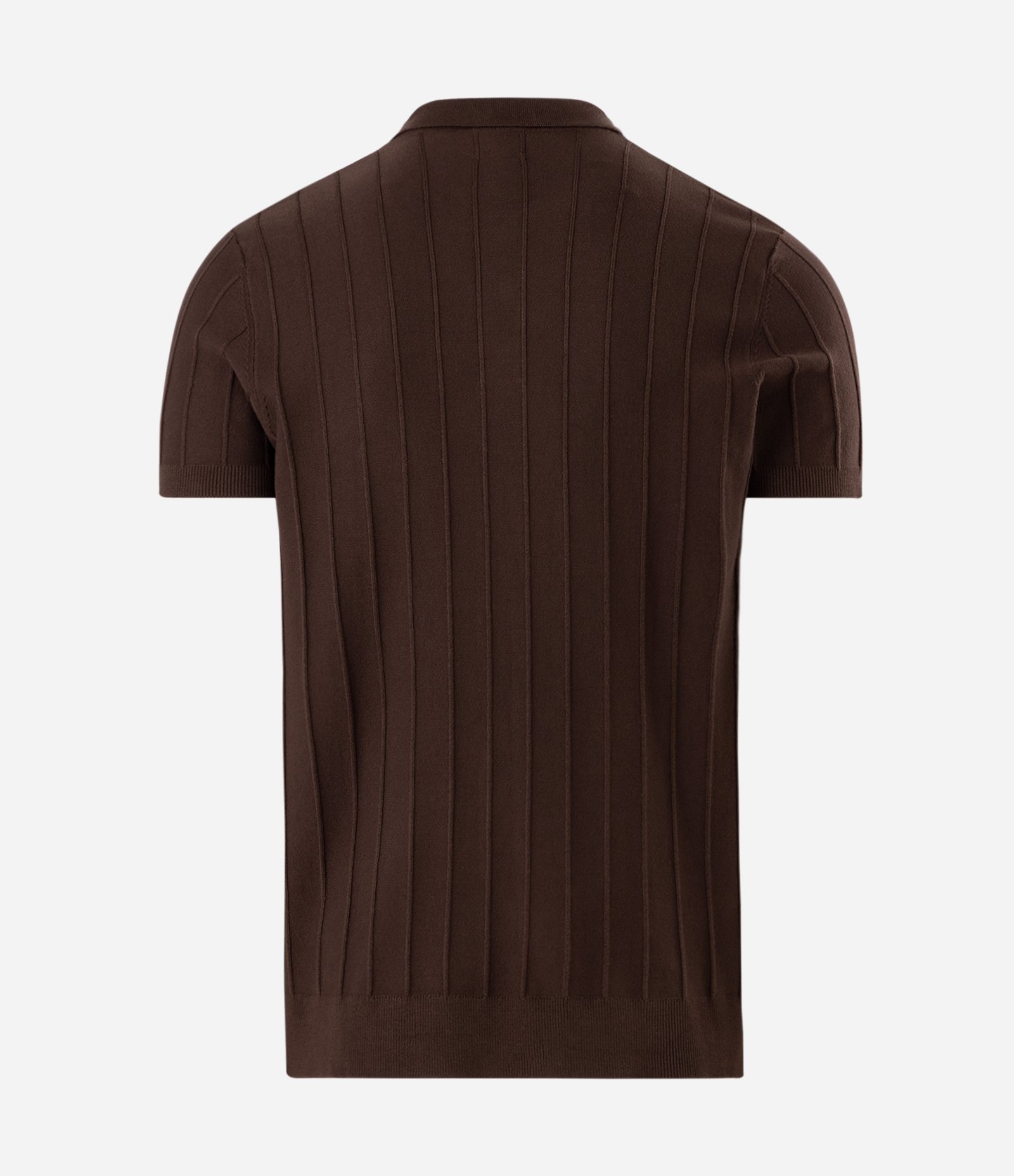 Camisa Polo em Tricô com Textura Vertical Marrom Escuro 6