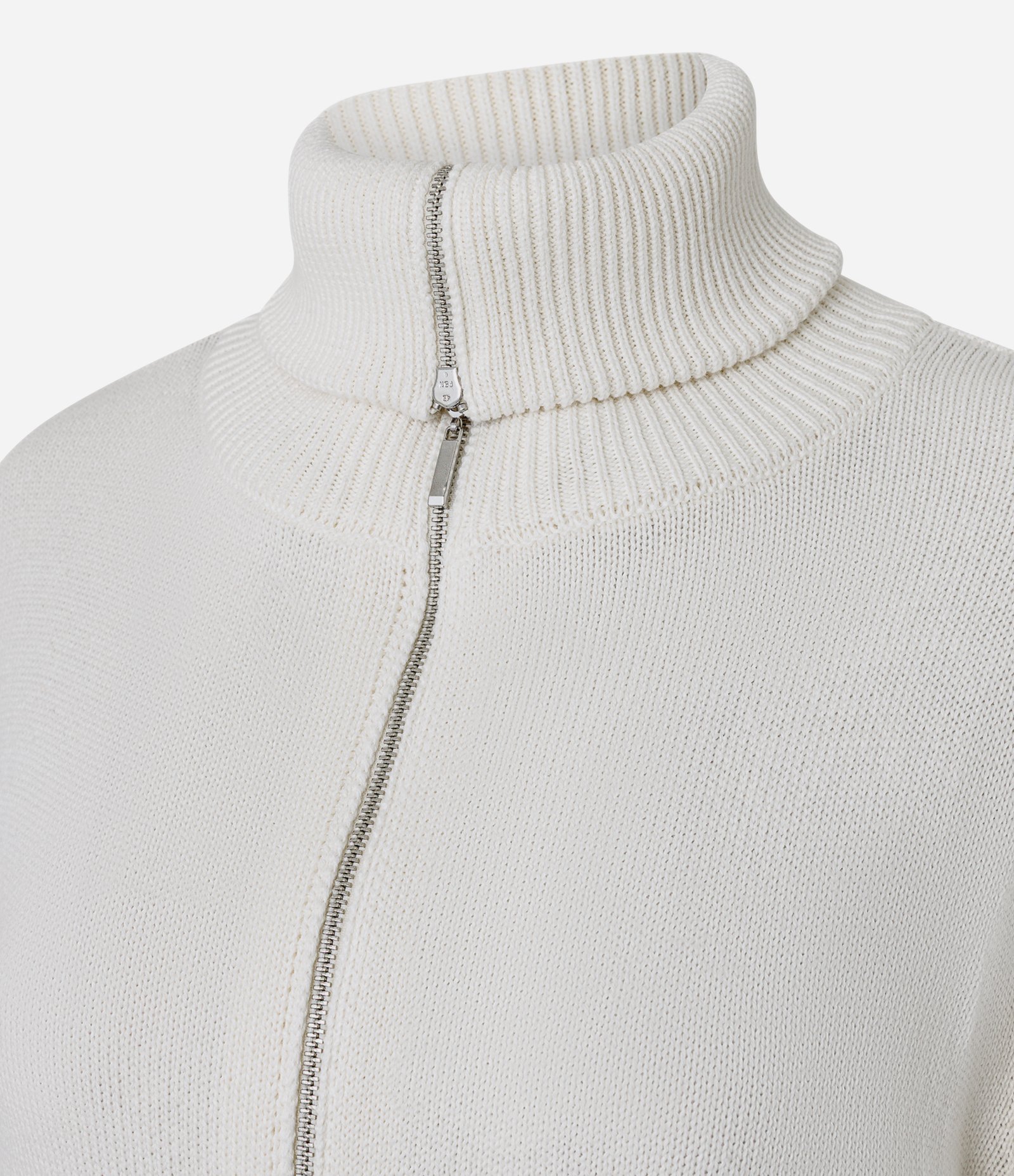 Jaqueta Cropped em Tricô com Zíper Contínuo Branco 6