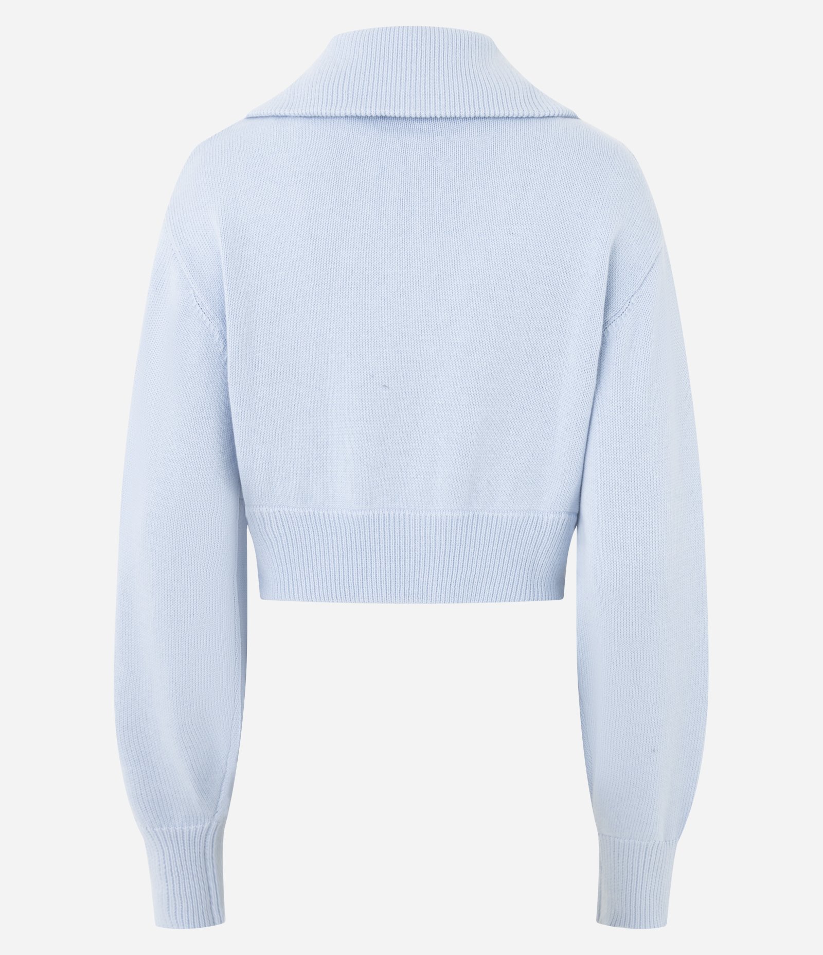 Jaqueta Cropped em Tricô com Zíper Contínuo Azul 7