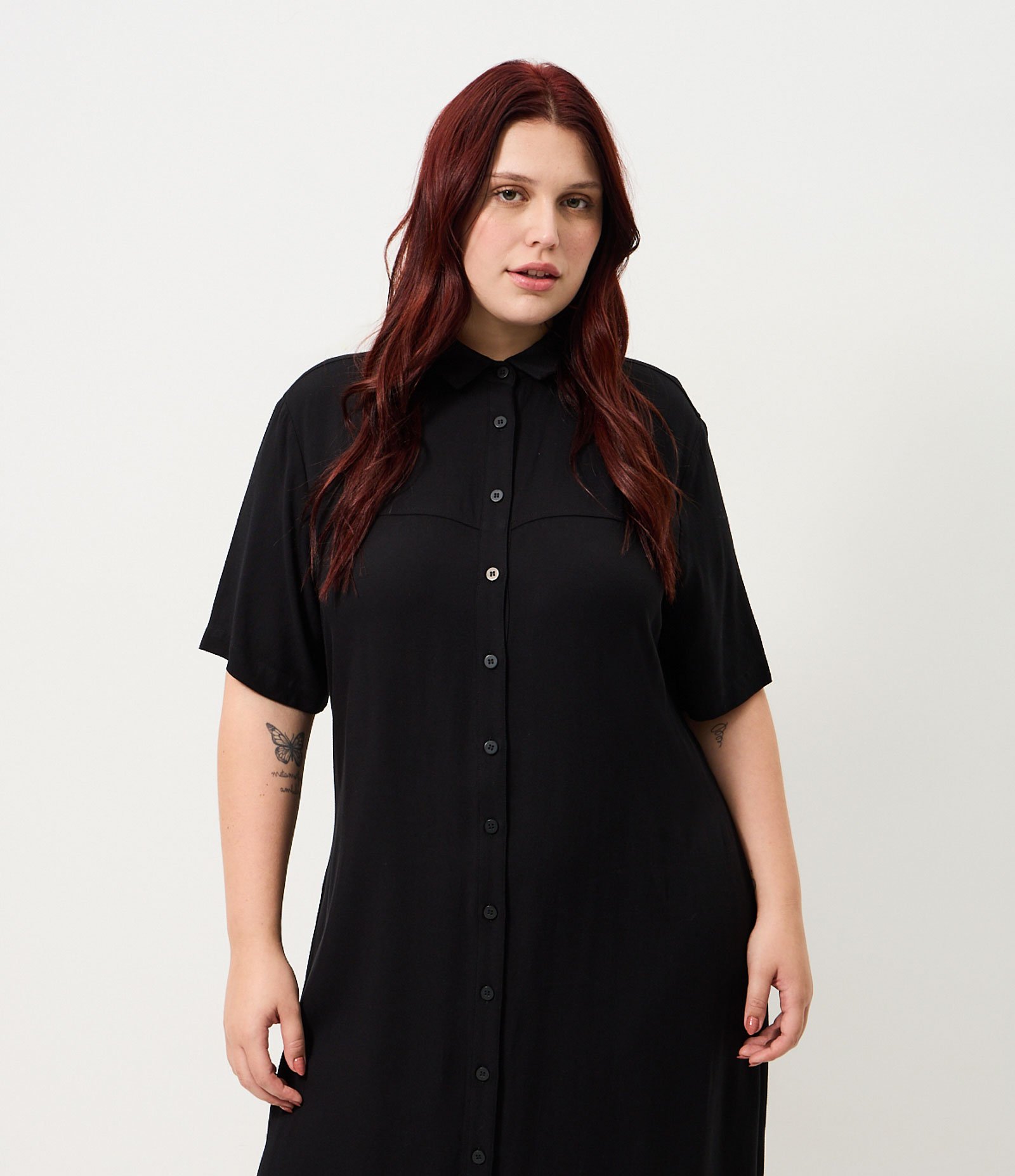 Vestido Chemise Midi Viscose Curve & Plus Size Preto 2