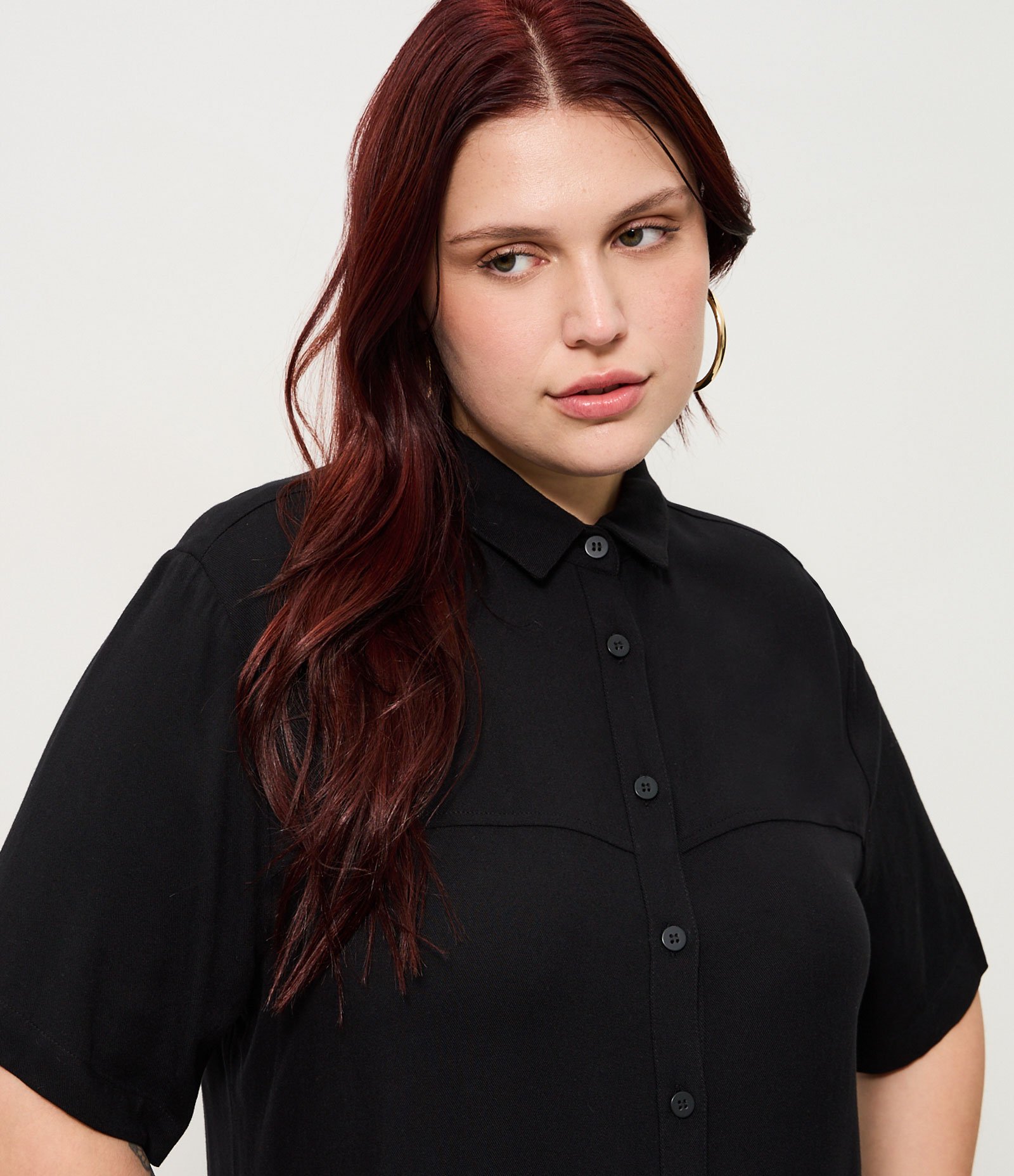 Vestido Chemise Midi Viscose Curve & Plus Size Preto 3