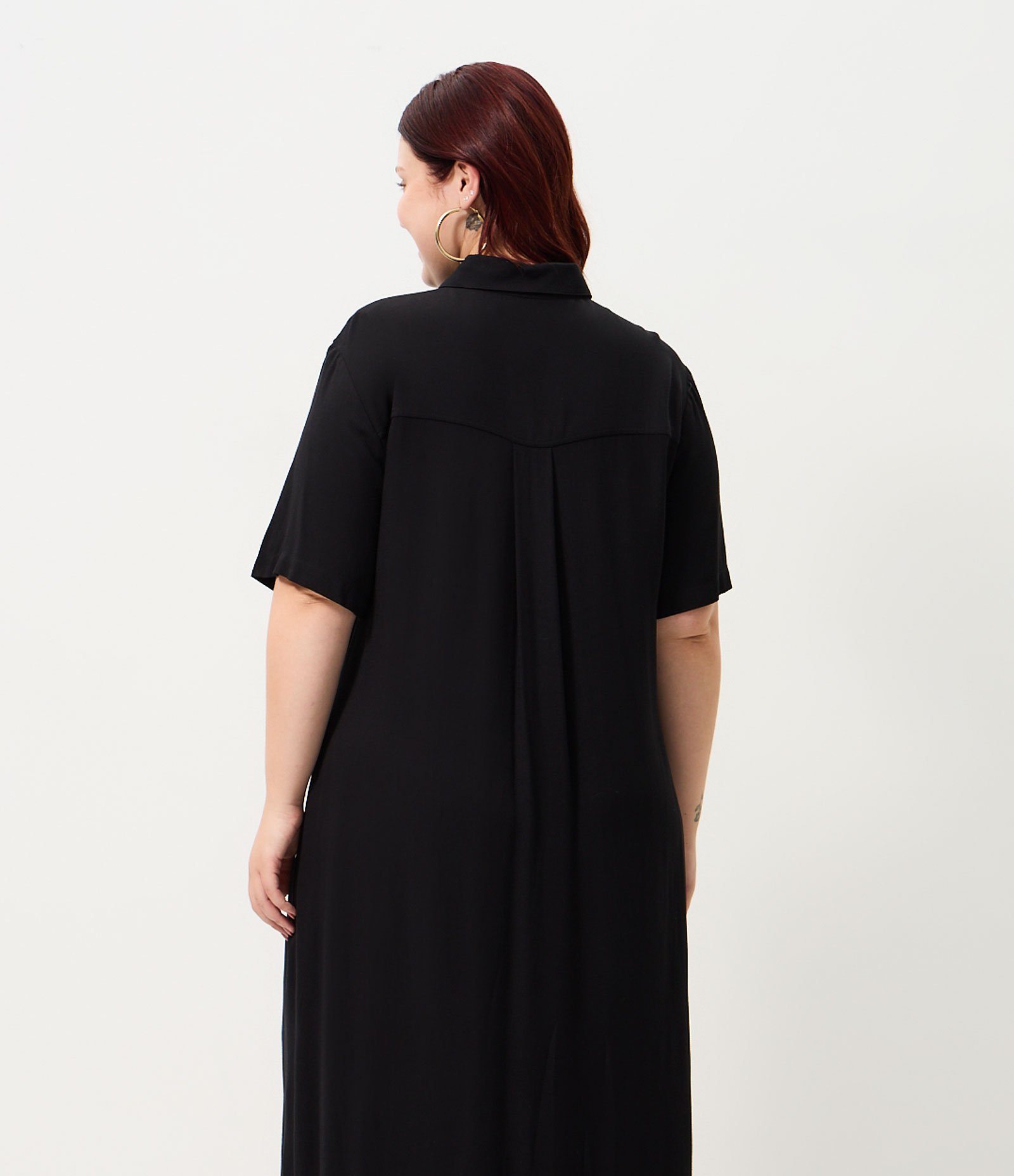 Vestido Chemise Midi Viscose Curve & Plus Size Preto 4