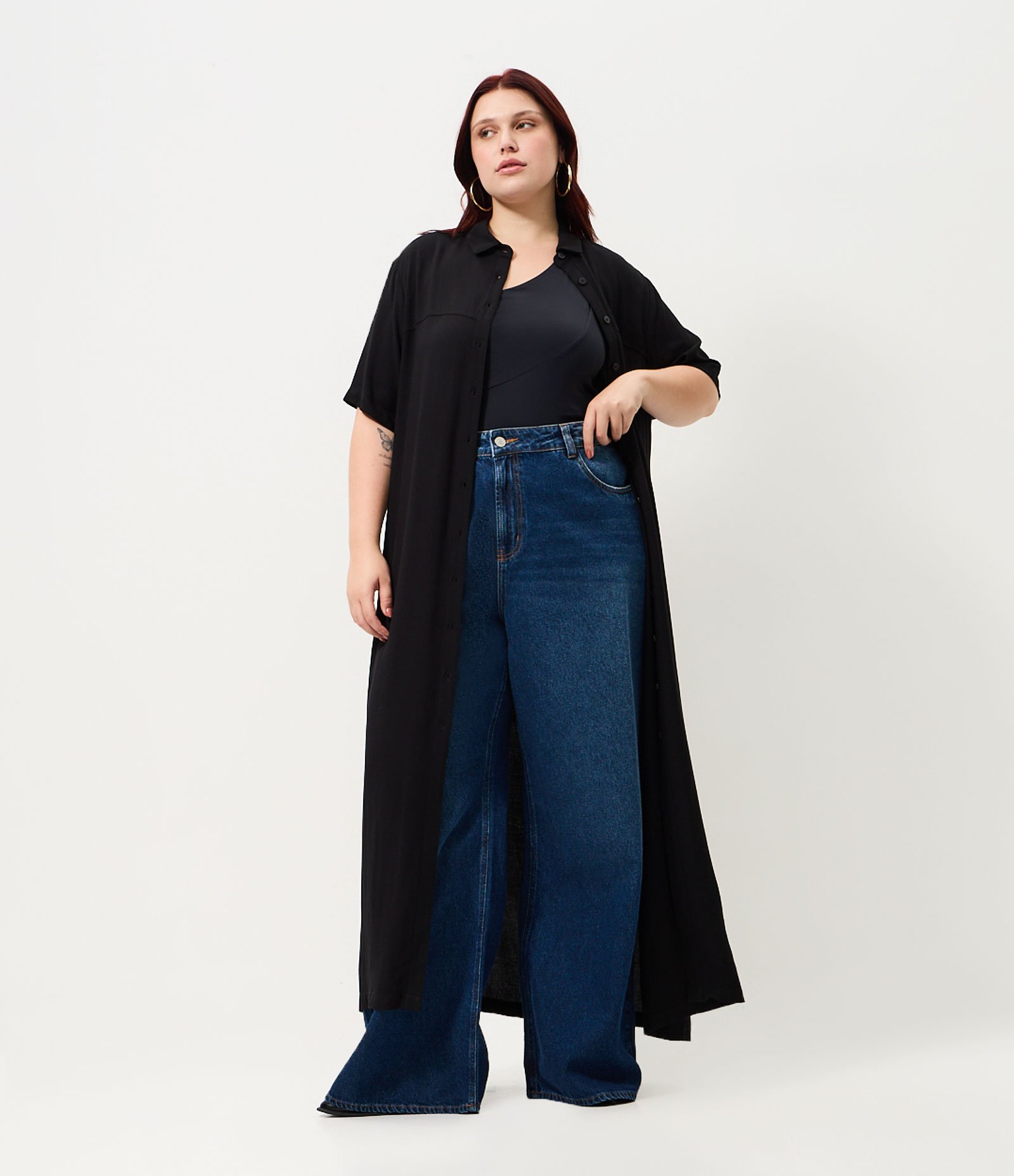 Vestido Chemise Midi Viscose Curve & Plus Size Preto 5