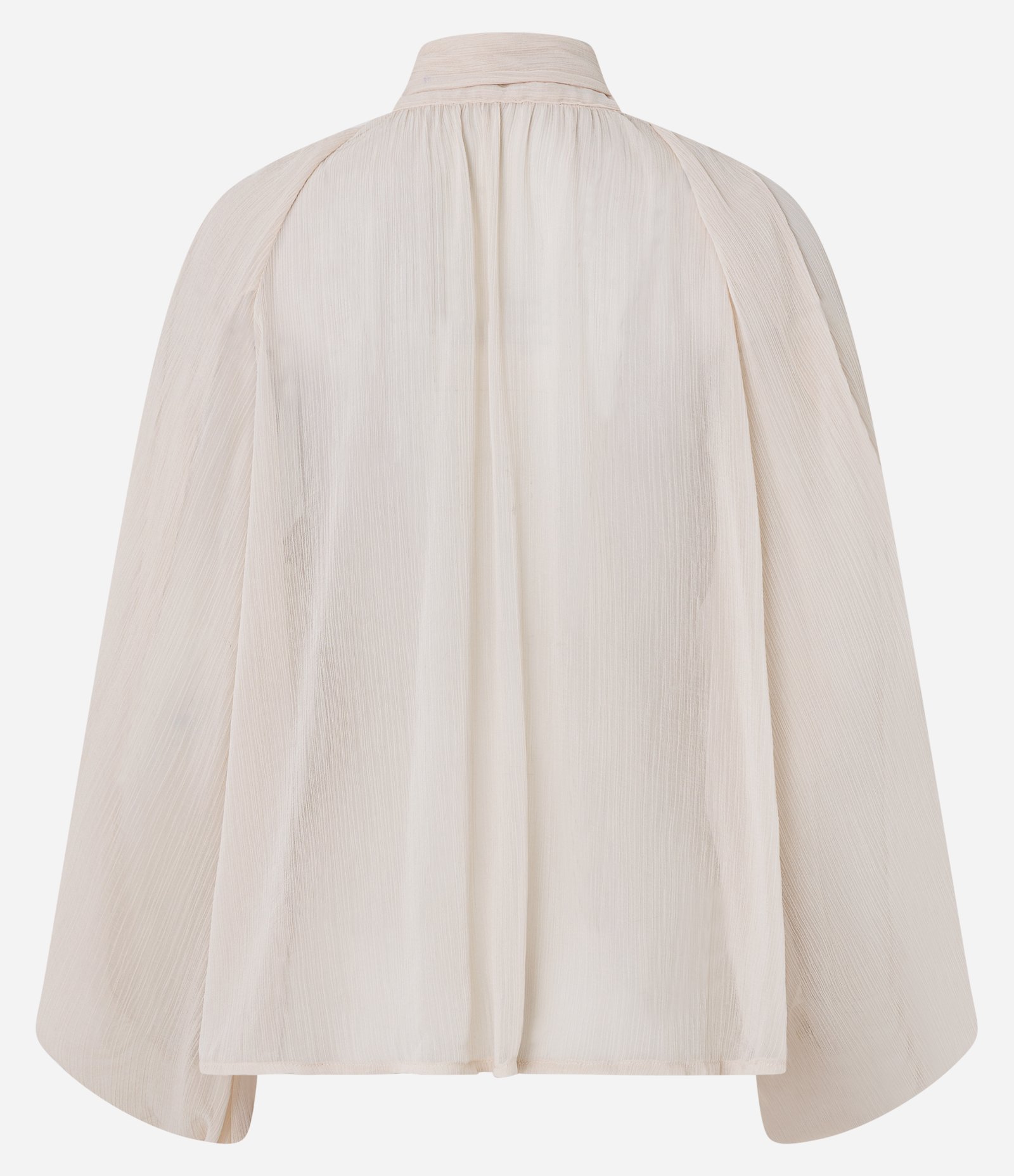 Blusa Ampla em Chiffon com Gola Laço Bege 3