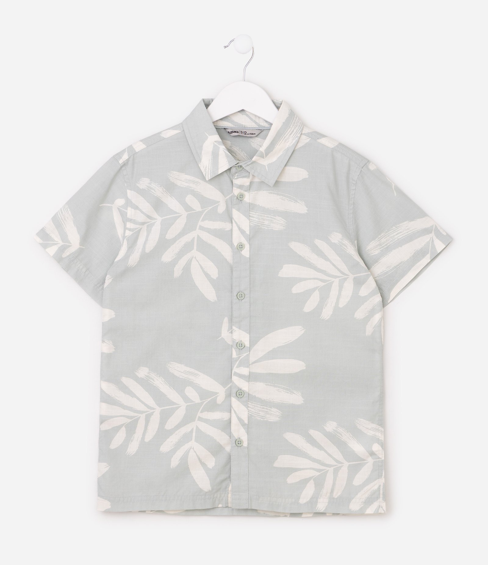 Camisa Infantil Em Algodão Estampa Folhagem - Tam 5 a 14 Anos Cinza 4