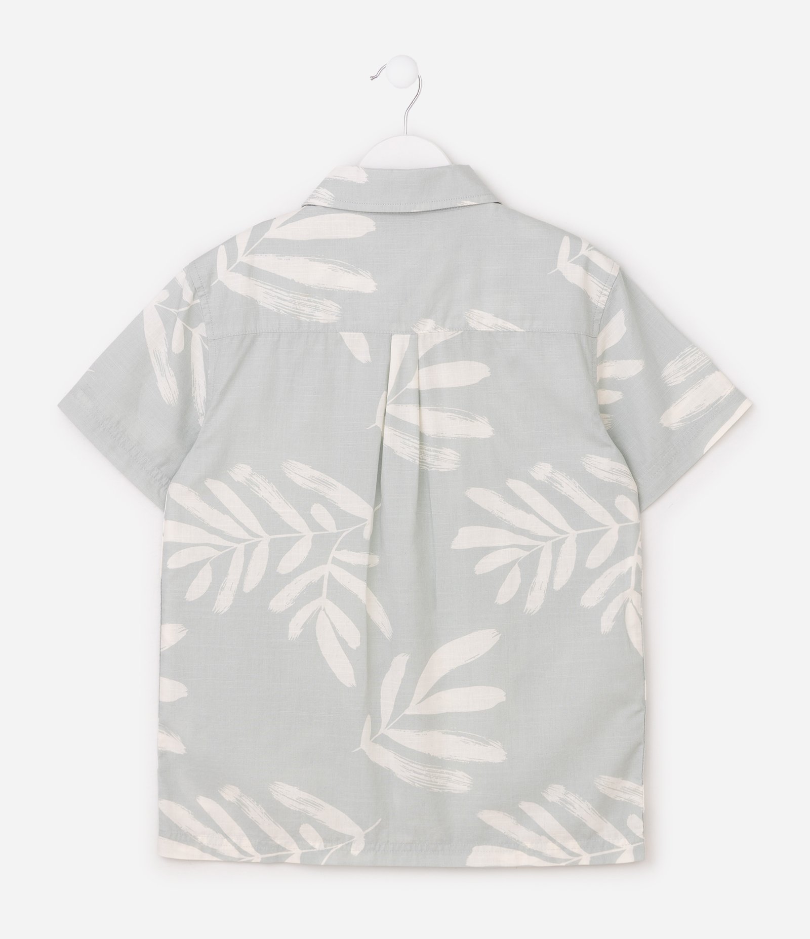 Camisa Infantil Em Algodão Estampa Folhagem - Tam 5 a 14 Anos Cinza 5
