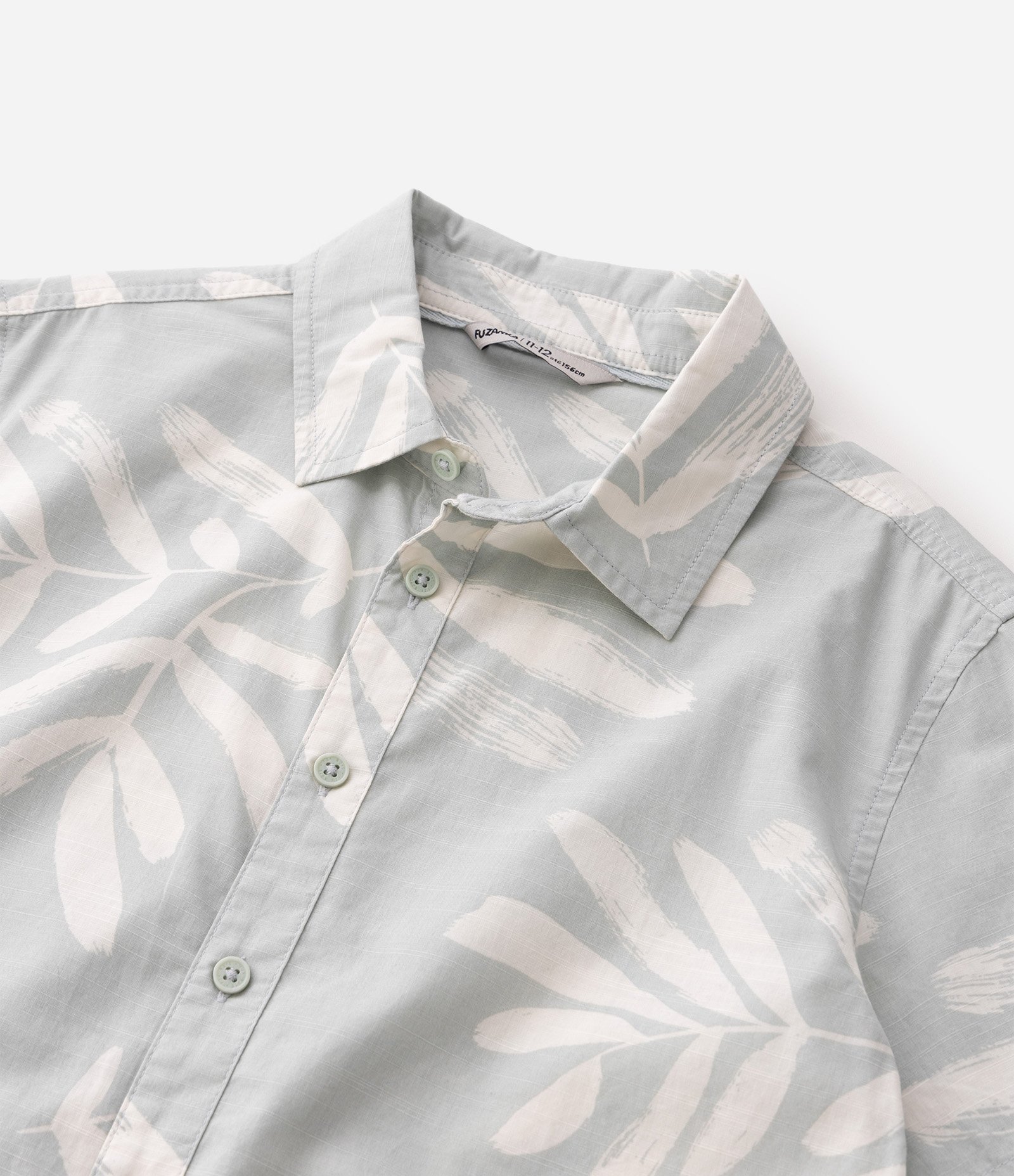 Camisa Infantil Em Algodão Estampa Folhagem - Tam 5 a 14 Anos Cinza 7