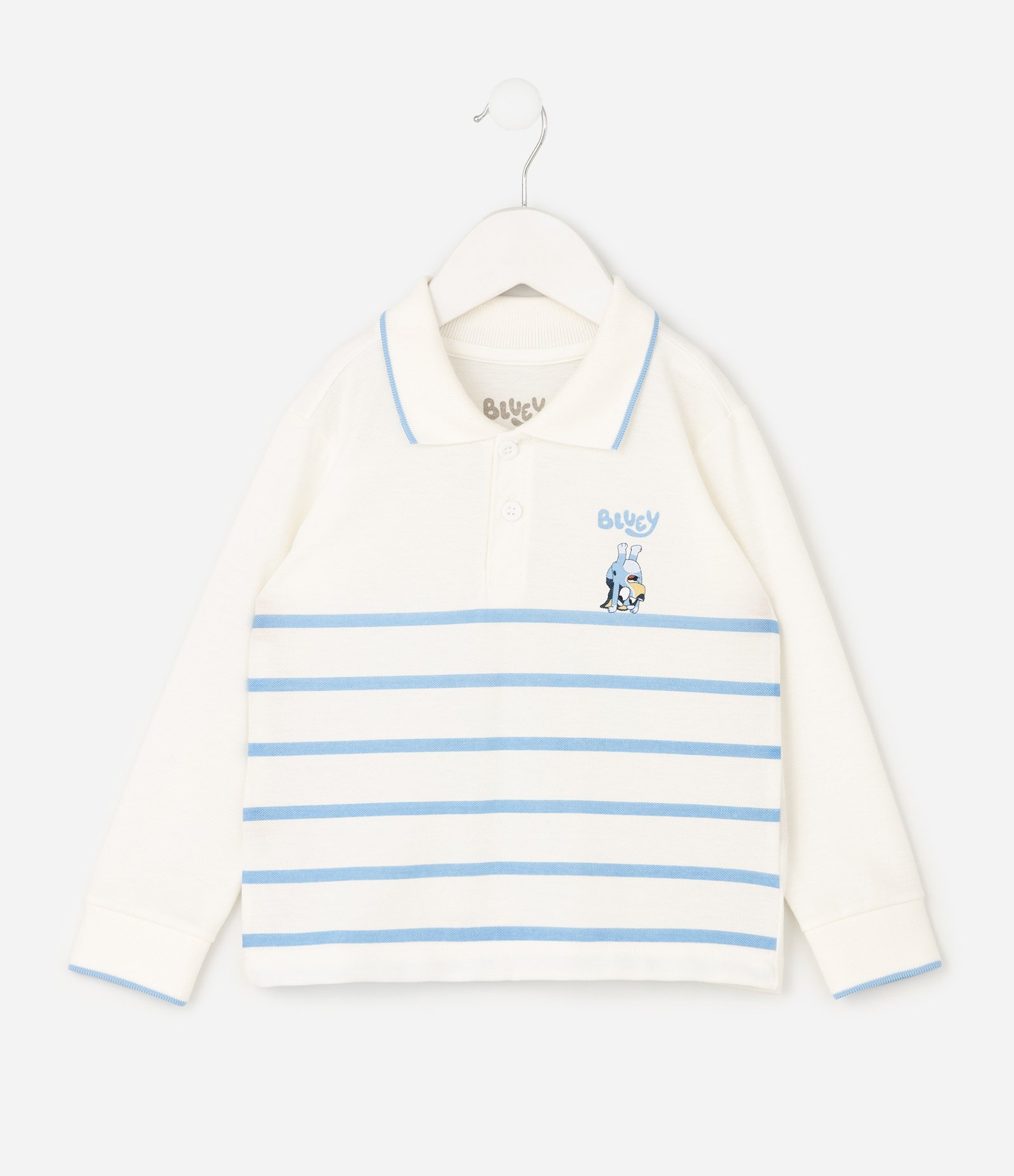 Polo Infantil Listrada com Estampa Bluey – Tam 2 a 6 Anos Branco/Azul 3