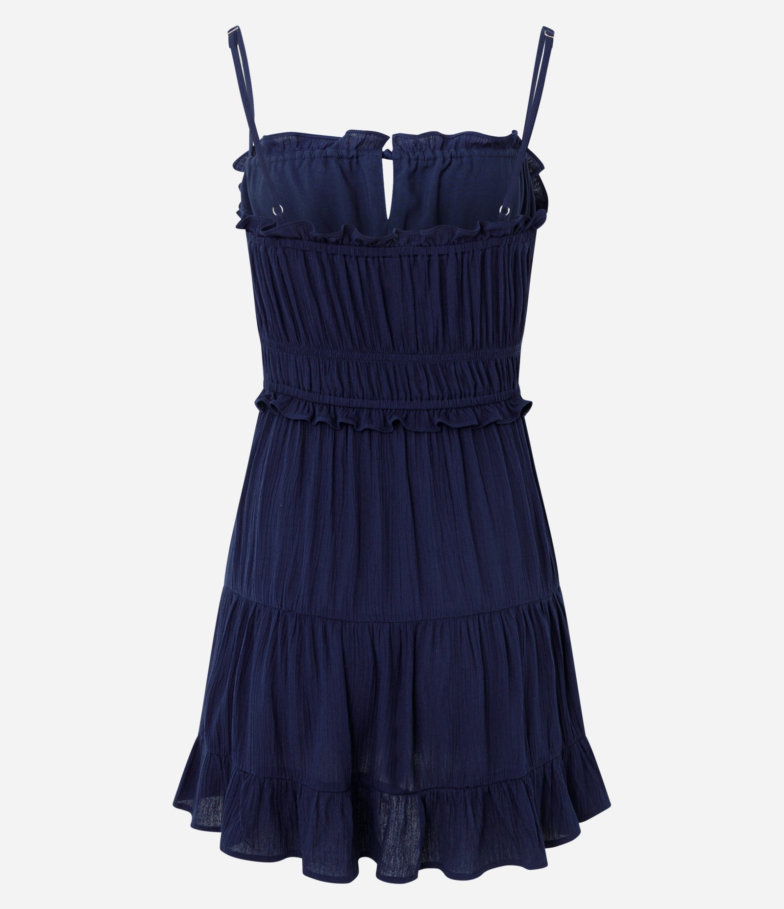 Vestido Curto em Viscose com Alças Finas e Amarração no Busto Azul 3