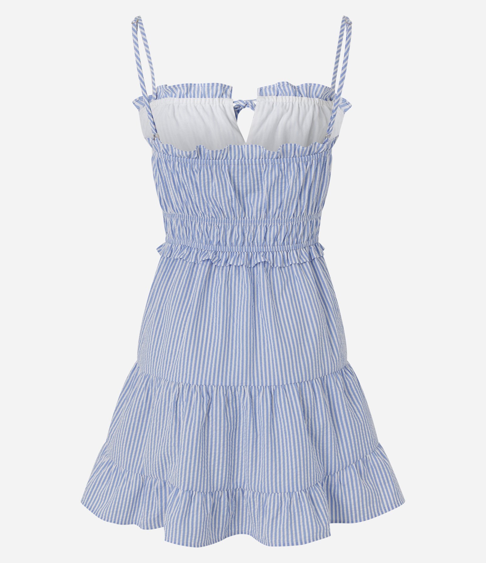 Vestido Curto em Viscose Listrado com Lastex Azul 6