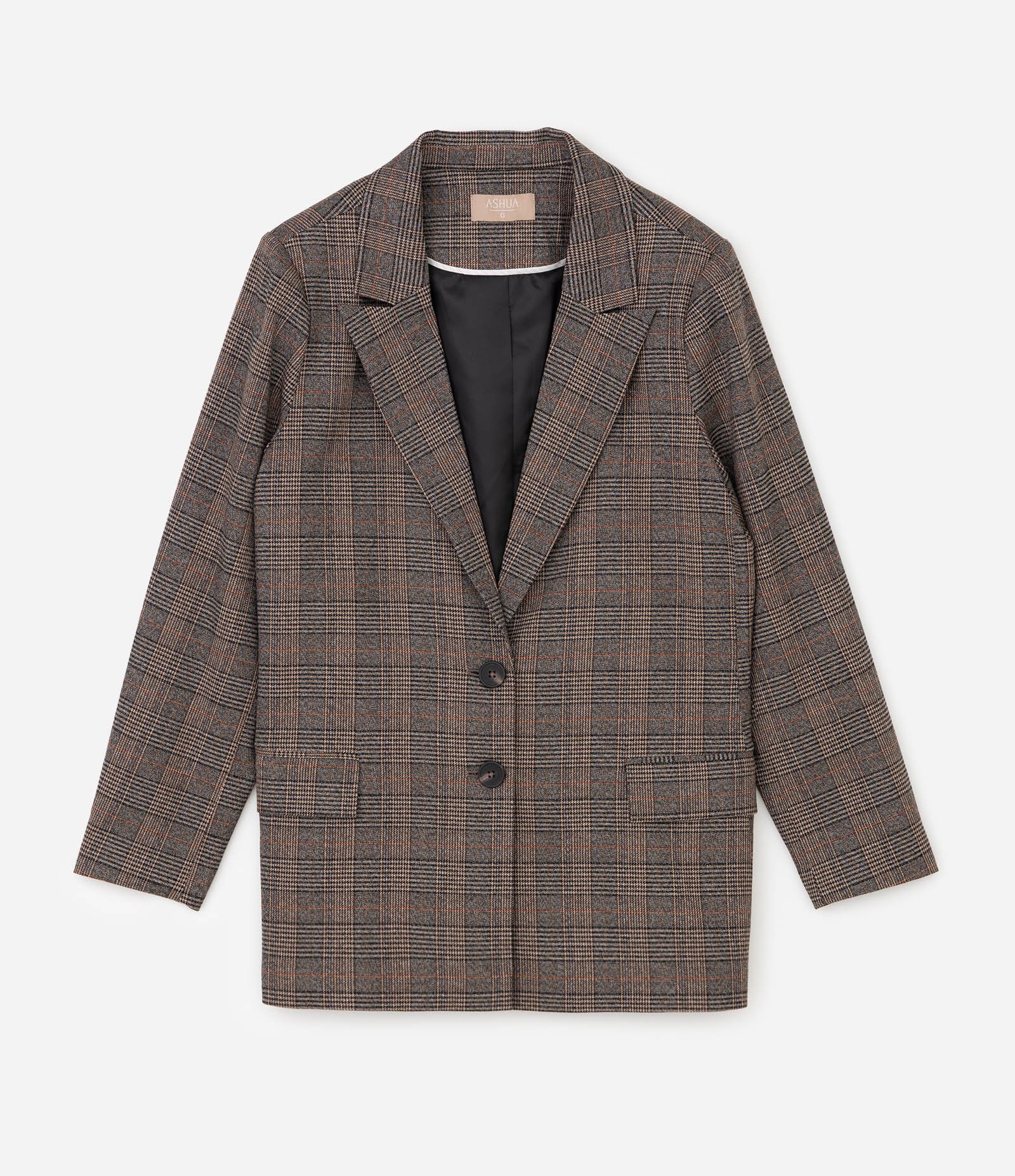 Blazer Xadrez Alfaiatado Curve & Plus Size Marrom 5