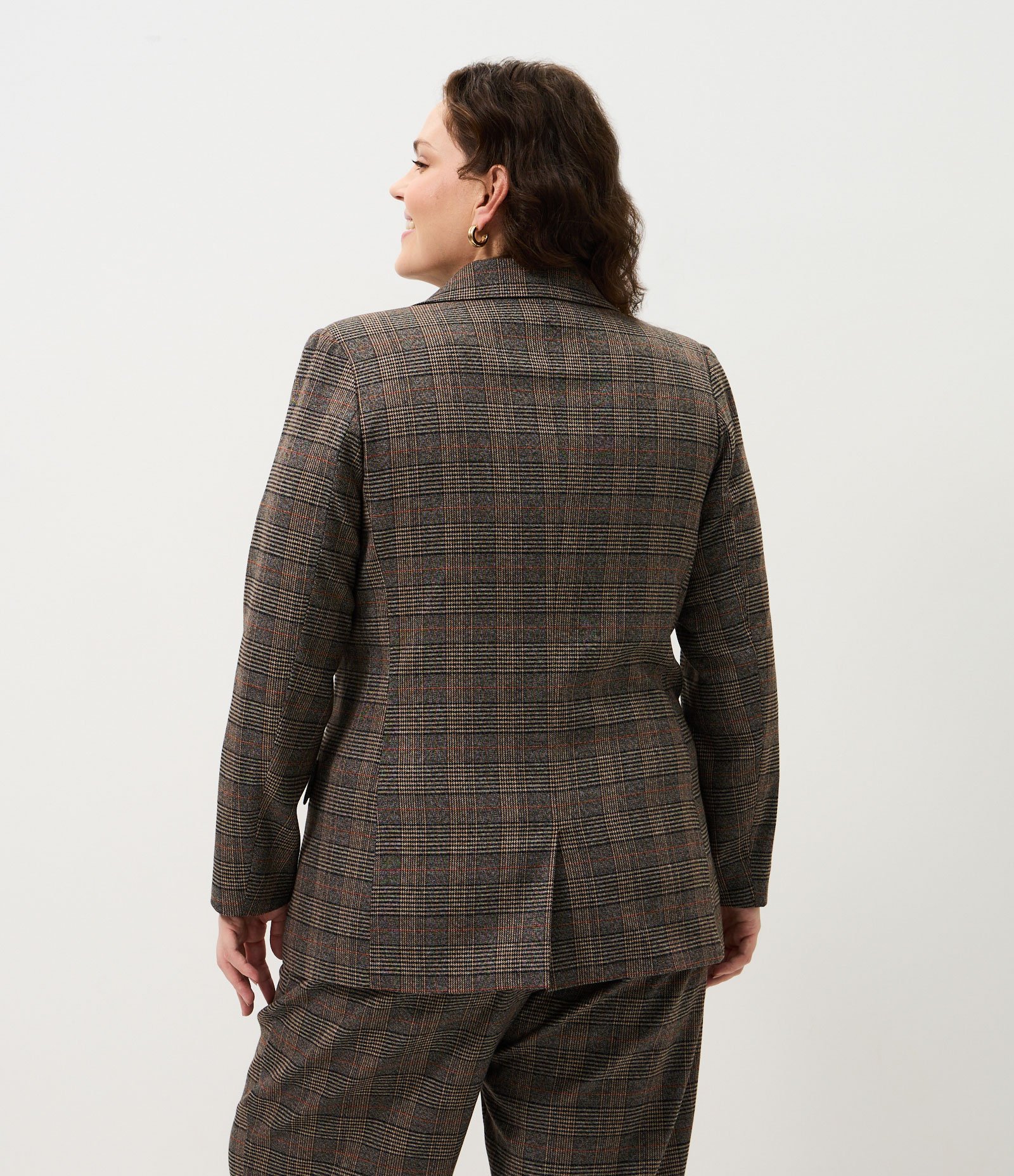 Blazer Xadrez Alfaiatado Curve & Plus Size Marrom 4