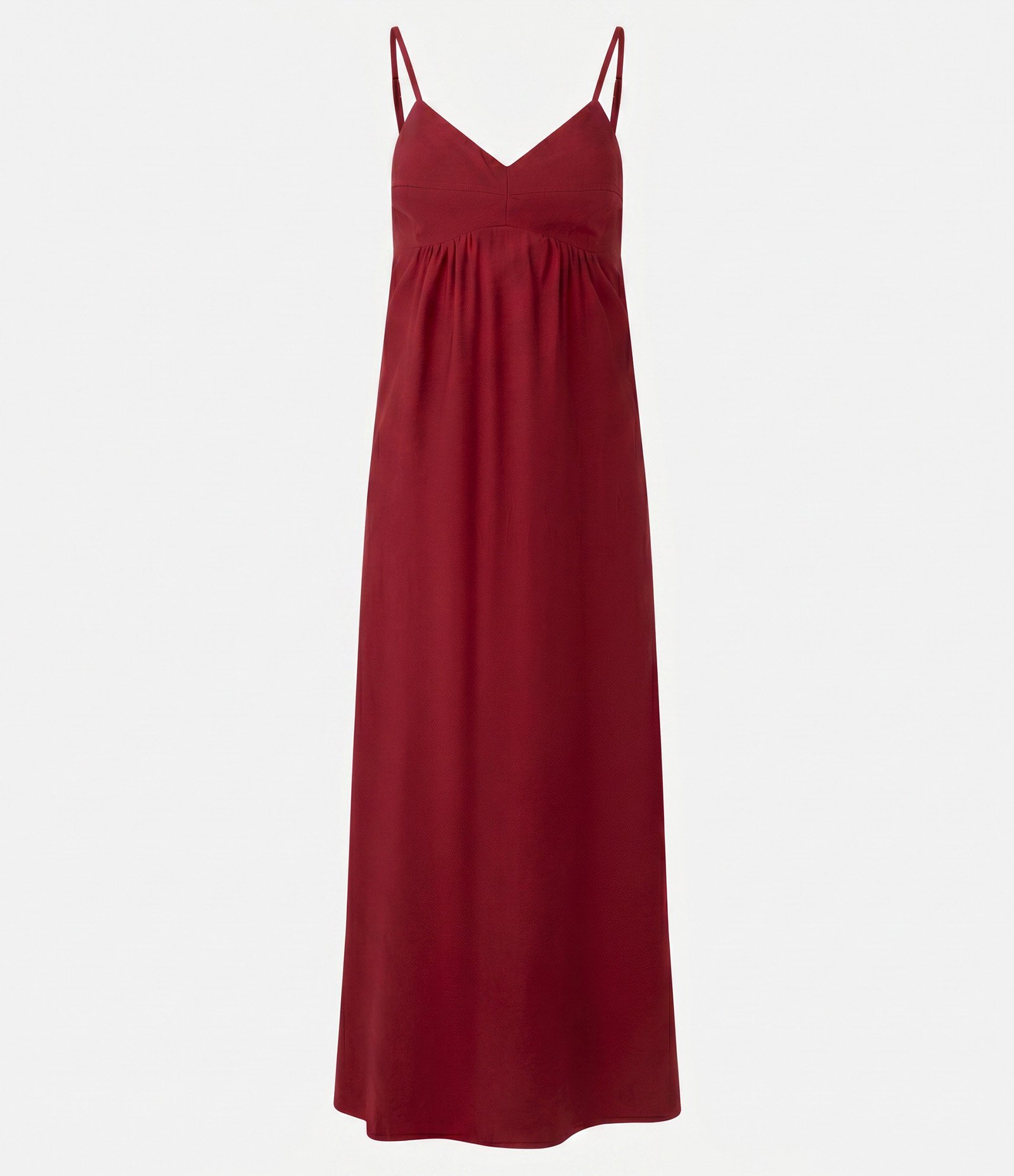 Vestido Midi Evasê em Viscose com Decote Coração Vermelho 5