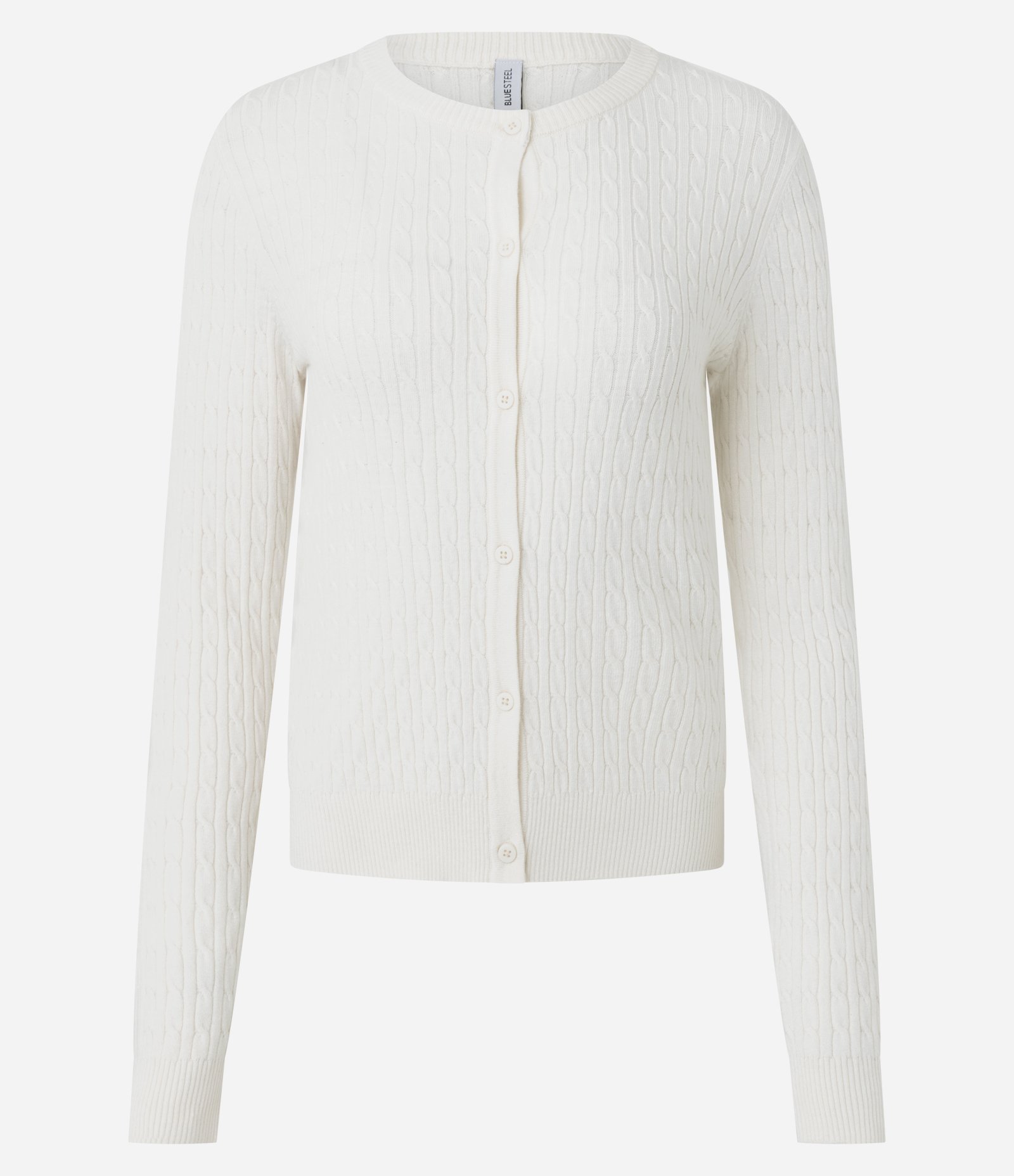 Cardigan em Tricô Texturizado com Barra Canelada Bege 1