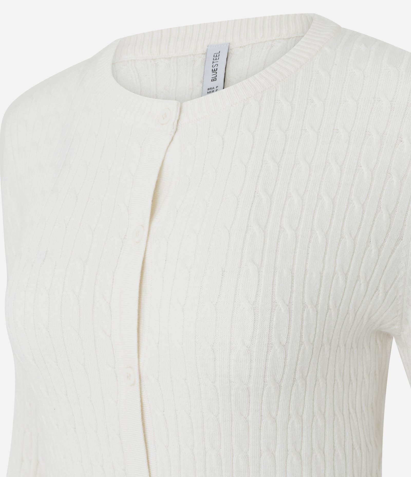 Cardigan em Tricô Texturizado com Barra Canelada Bege 2