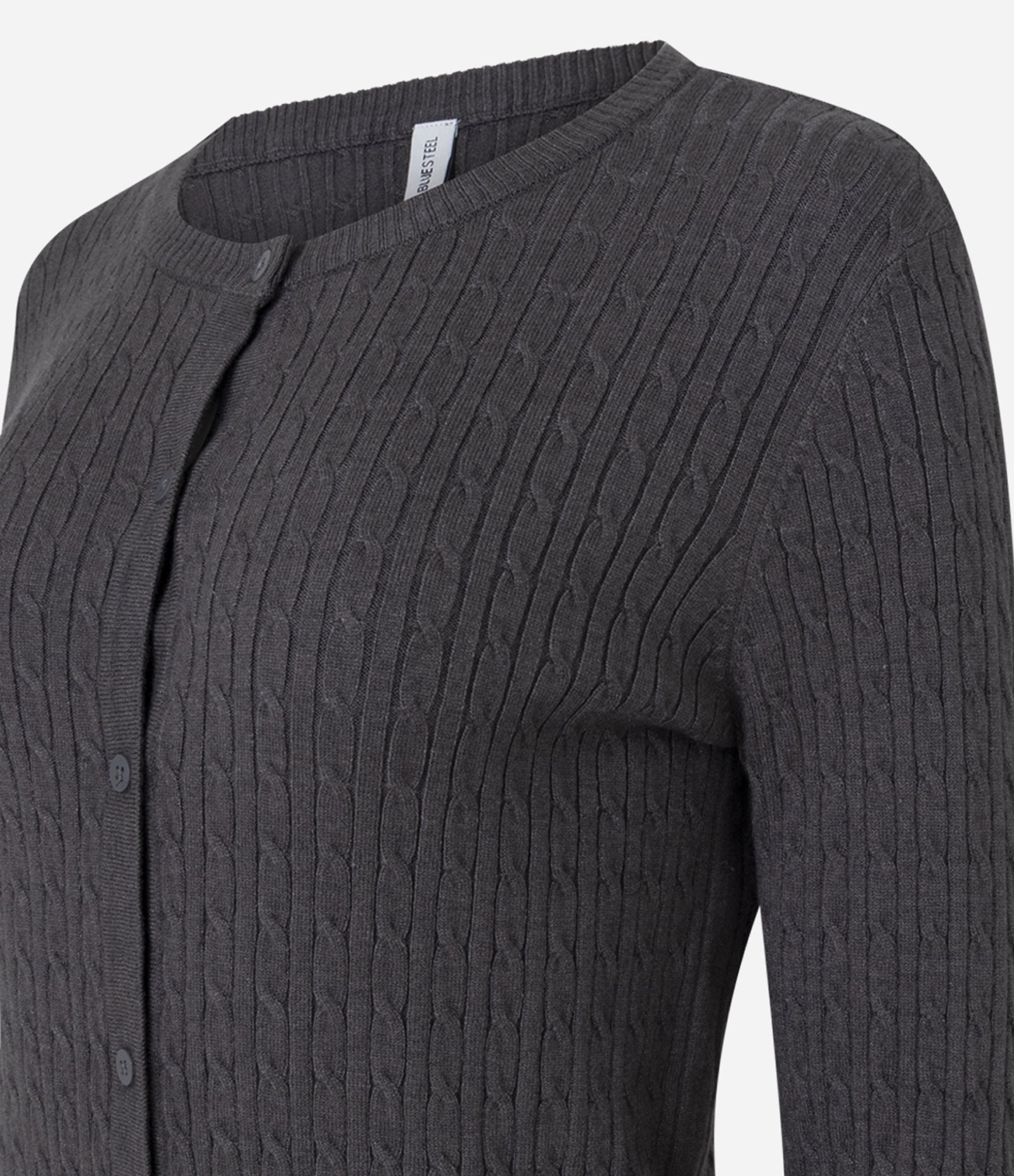 Cardigan em Tricô Texturizado com Barra Canelada Cinza 2