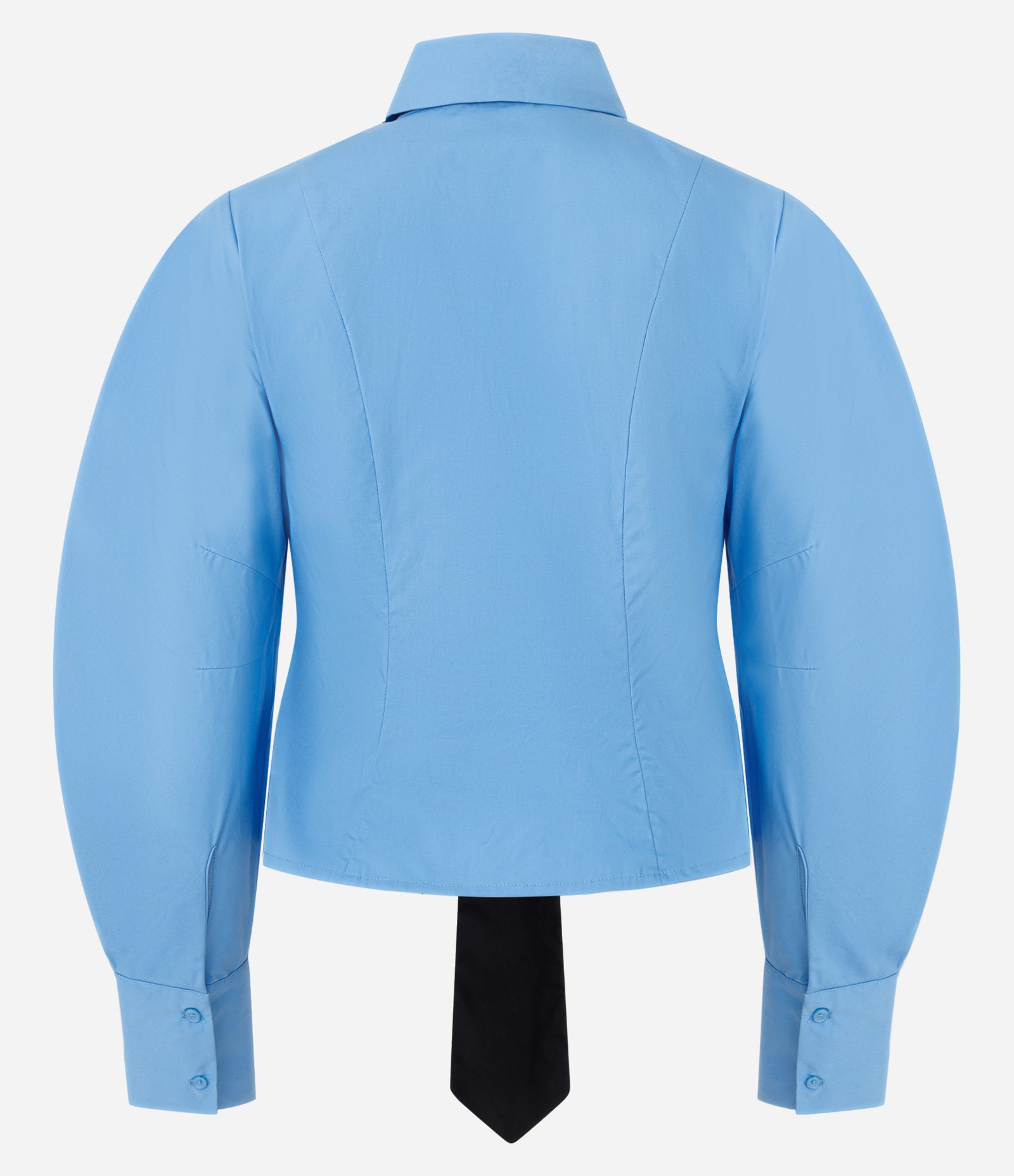 Camisa em Tricoline com Gravata e Manga Longa Cocoon Azul 6