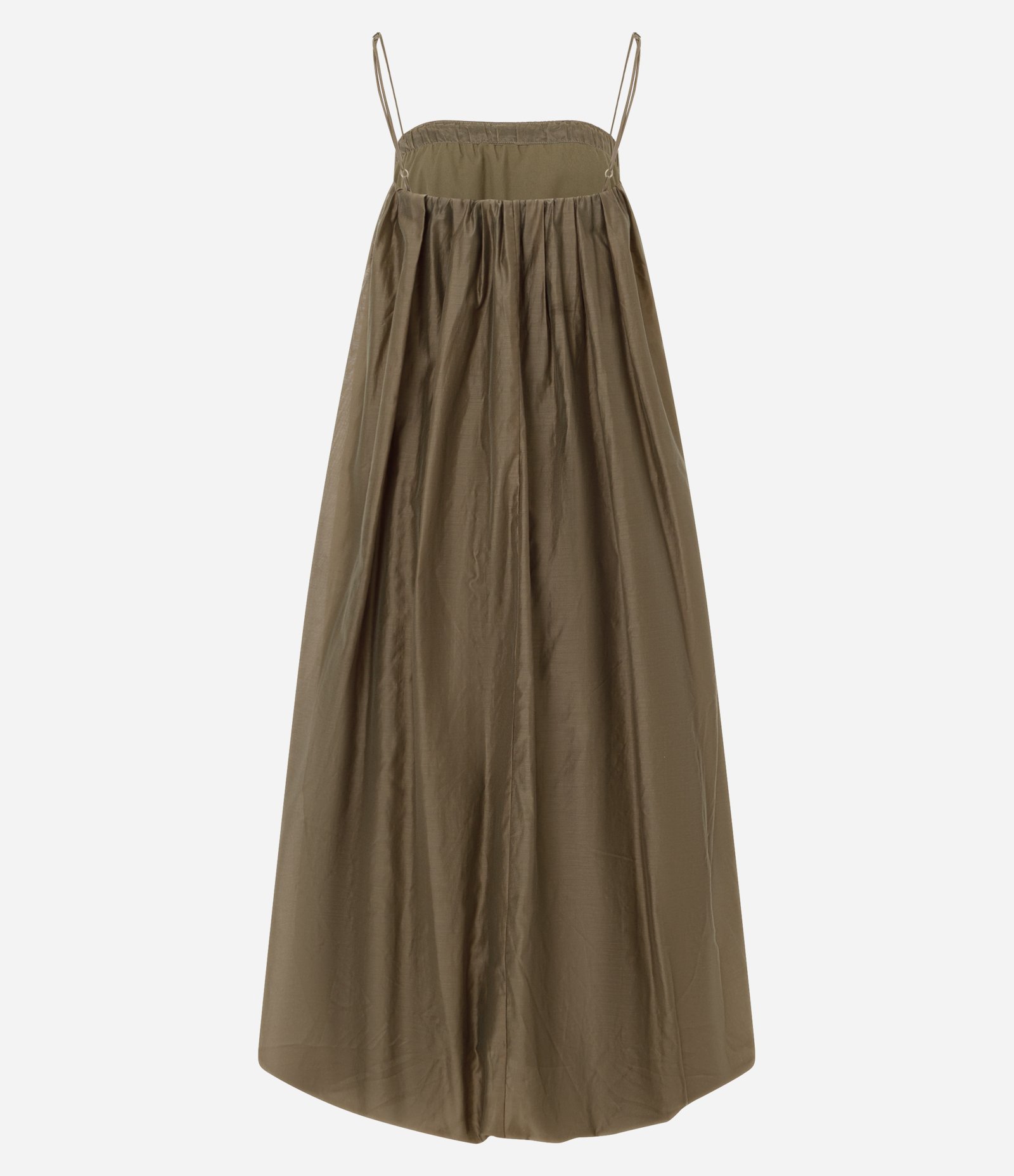 Vestido Midi Balonê com Decote Reto Verde 2