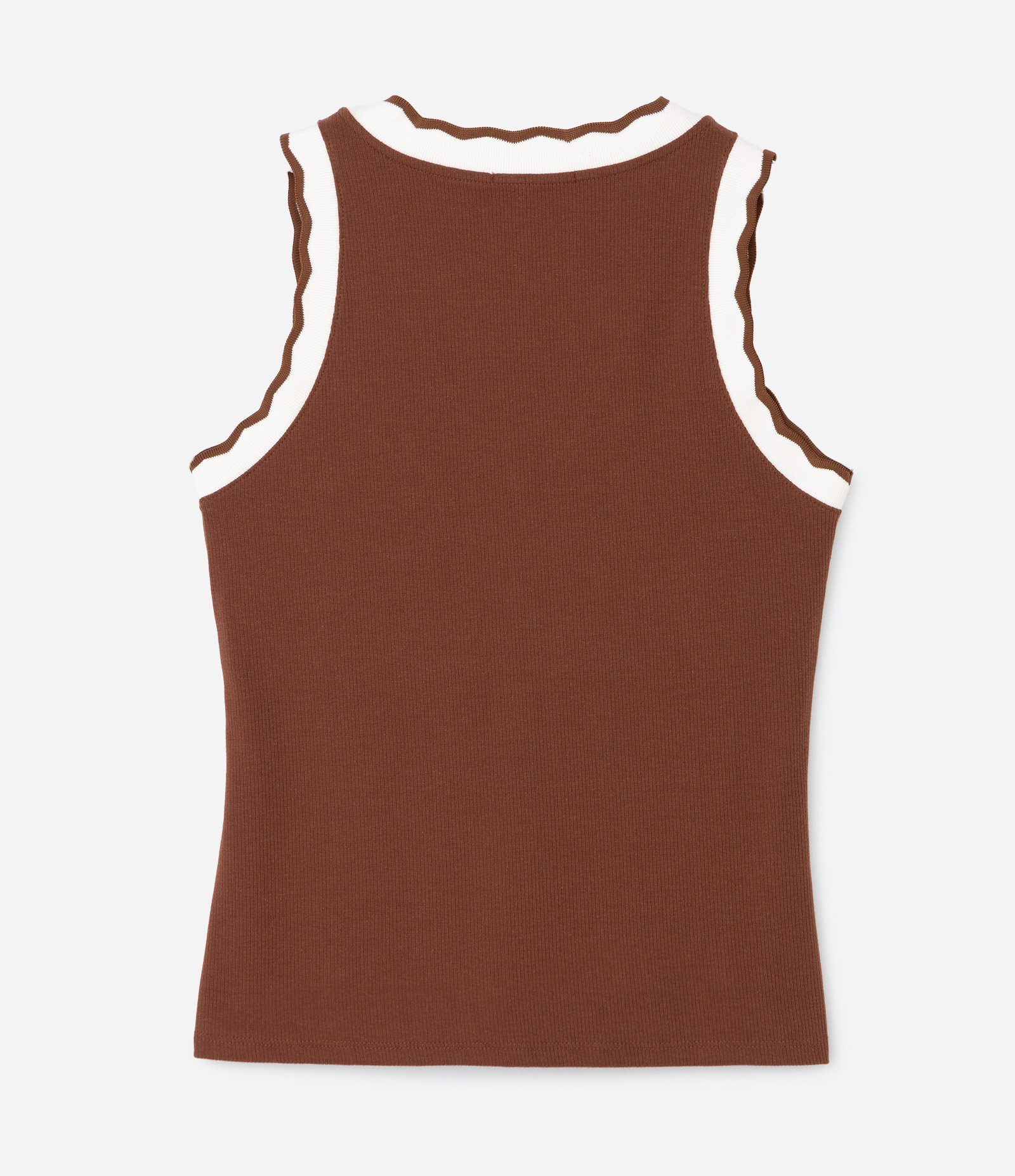 Blusa Regata em Ribana com Gola V em Retilínea Curve & Plus Size Marrom 2