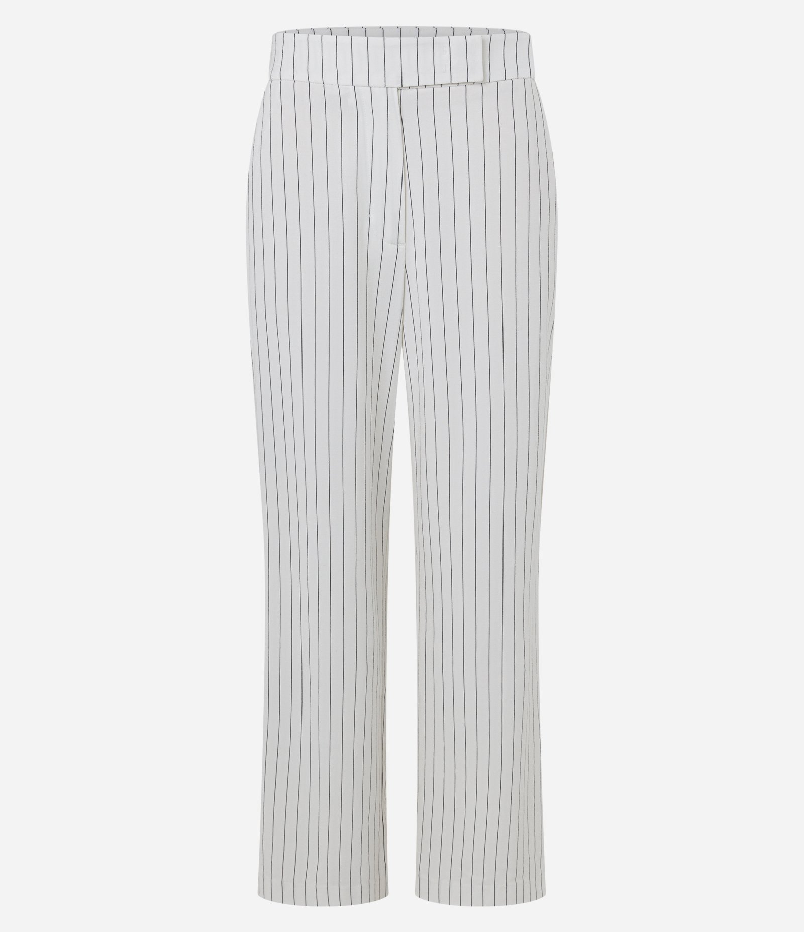 Calça Reta Alfaiatada em Crepe com Listras de Fio Tinto Branco 6