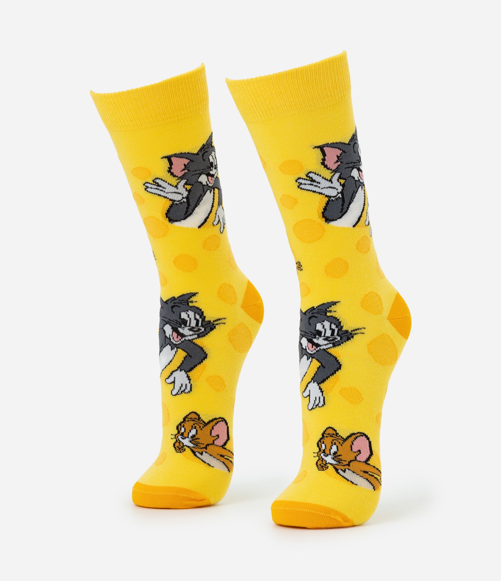 Meia Jovem Masculina Cano Longo Tom e Jerry Amarelo 1