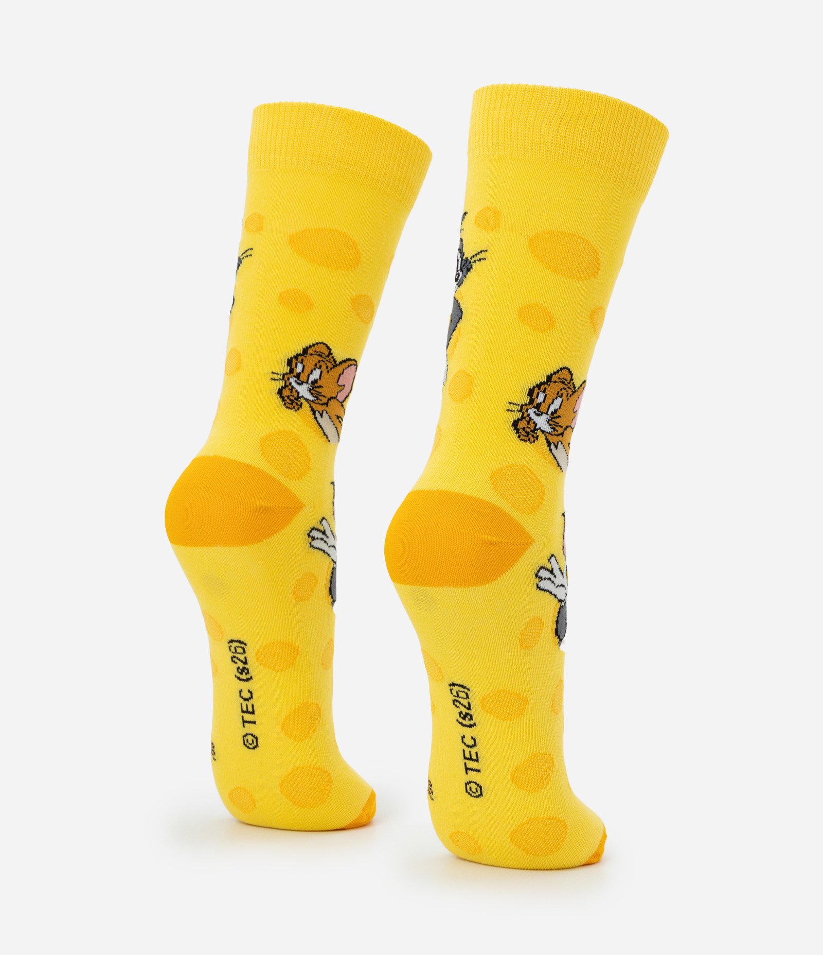 Meia Jovem Masculina Cano Longo Tom e Jerry Amarelo 3