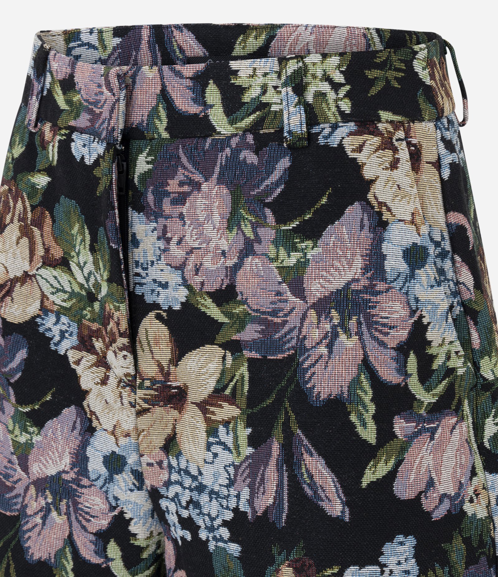 Short Cintura Alta em Jacquard Floral com Cós Alfaiatado Preto 3