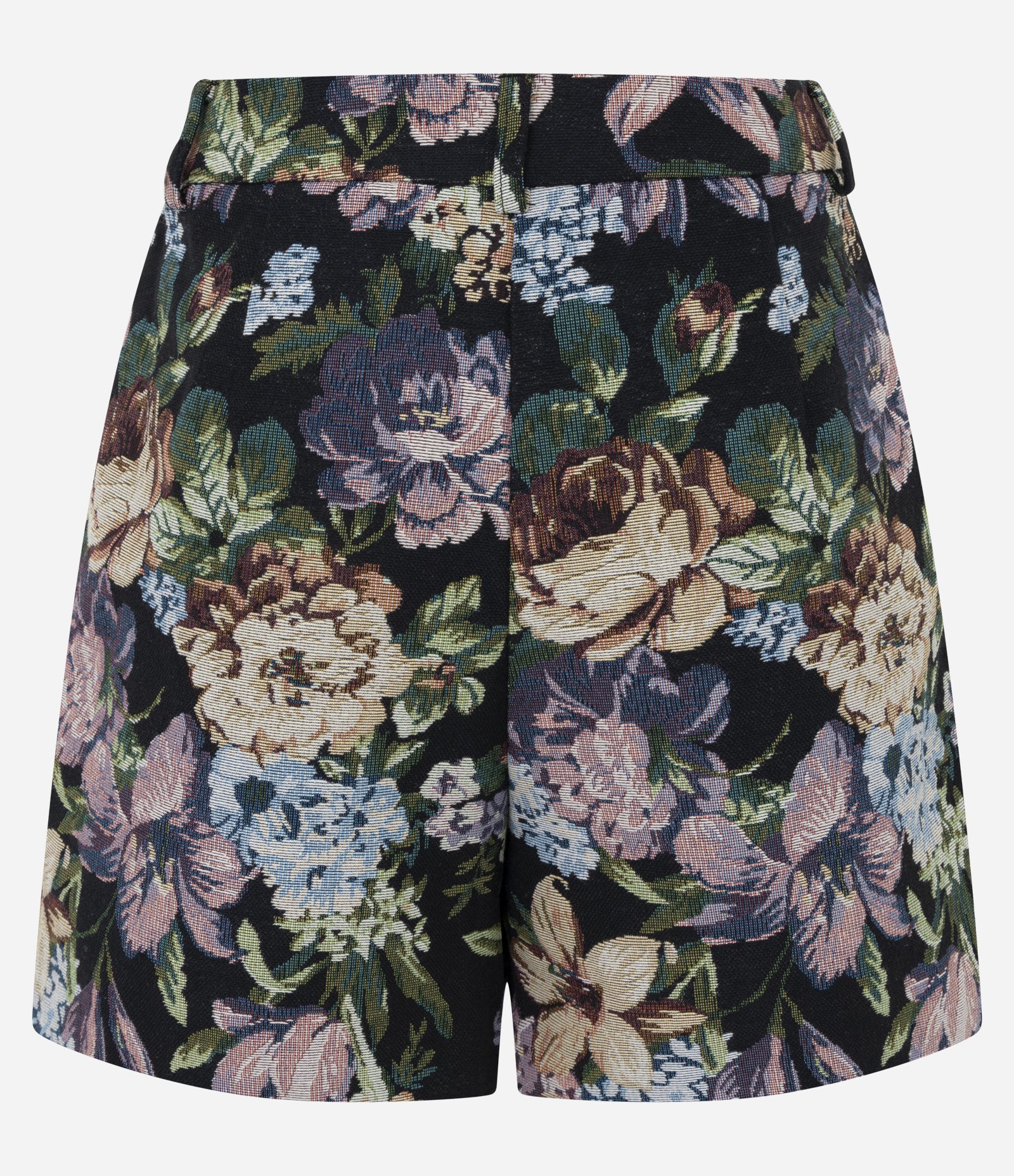 Short Cintura Alta em Jacquard Floral com Cós Alfaiatado Preto 4