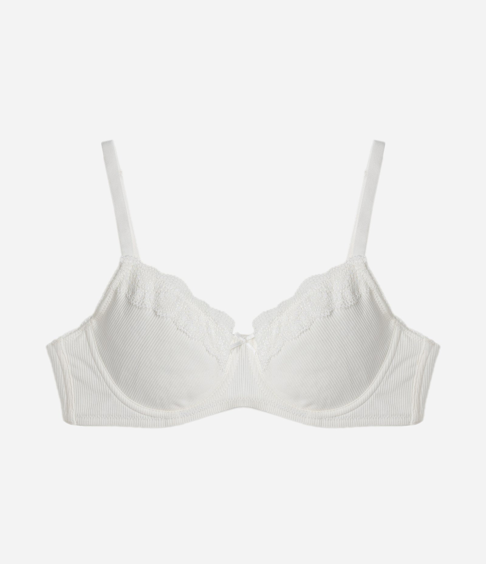 Sutiã Meia Taça em Algodão com Renda Off White 6