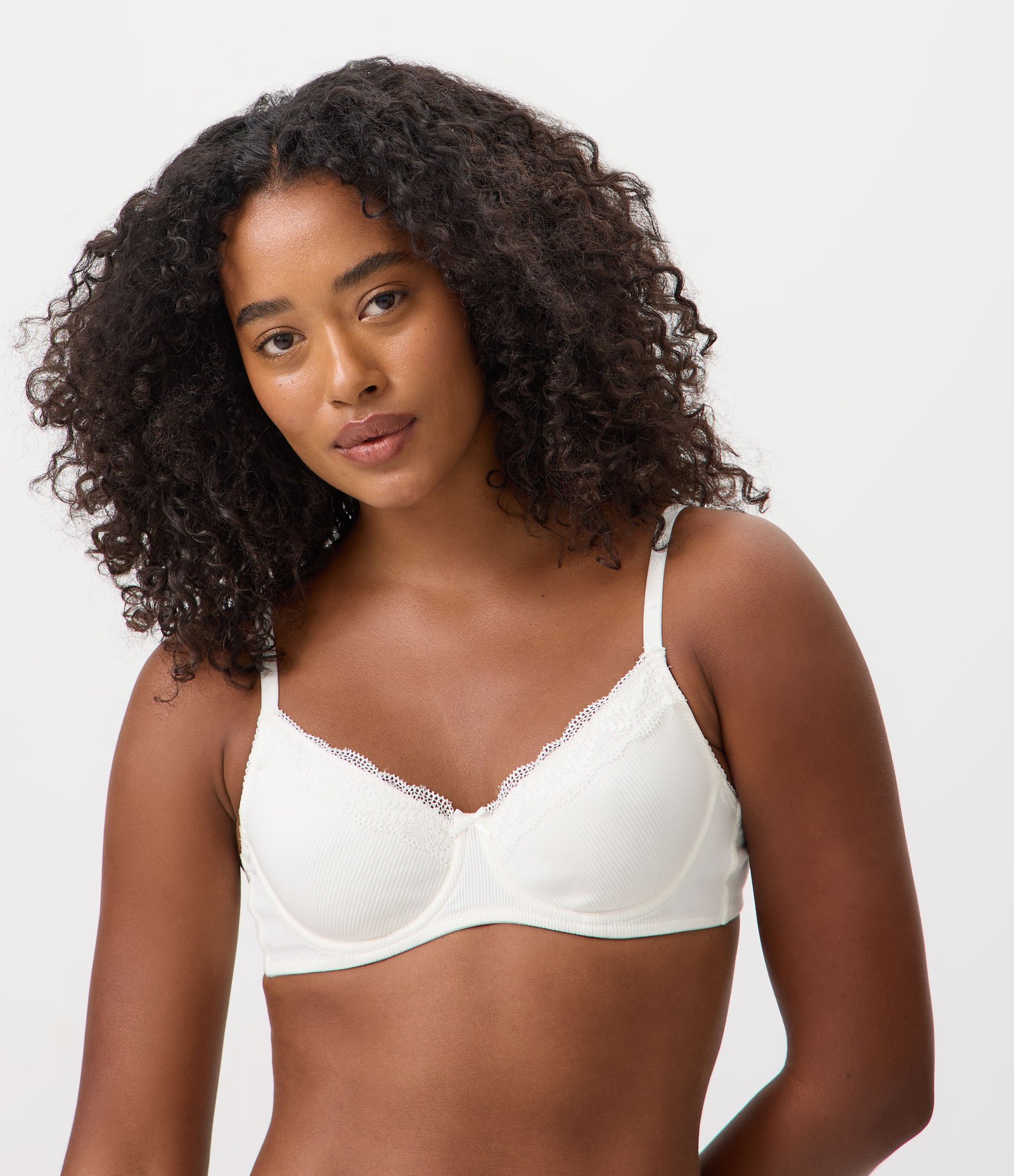 Sutiã Meia Taça em Algodão com Renda Off White 2