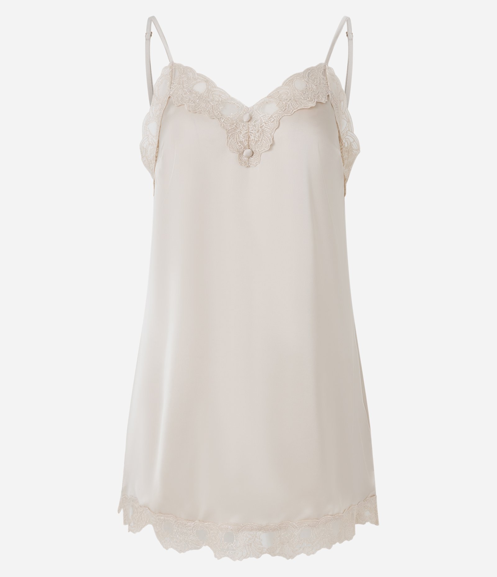 Camisola Regular em Cetim com Renda Cinza 5