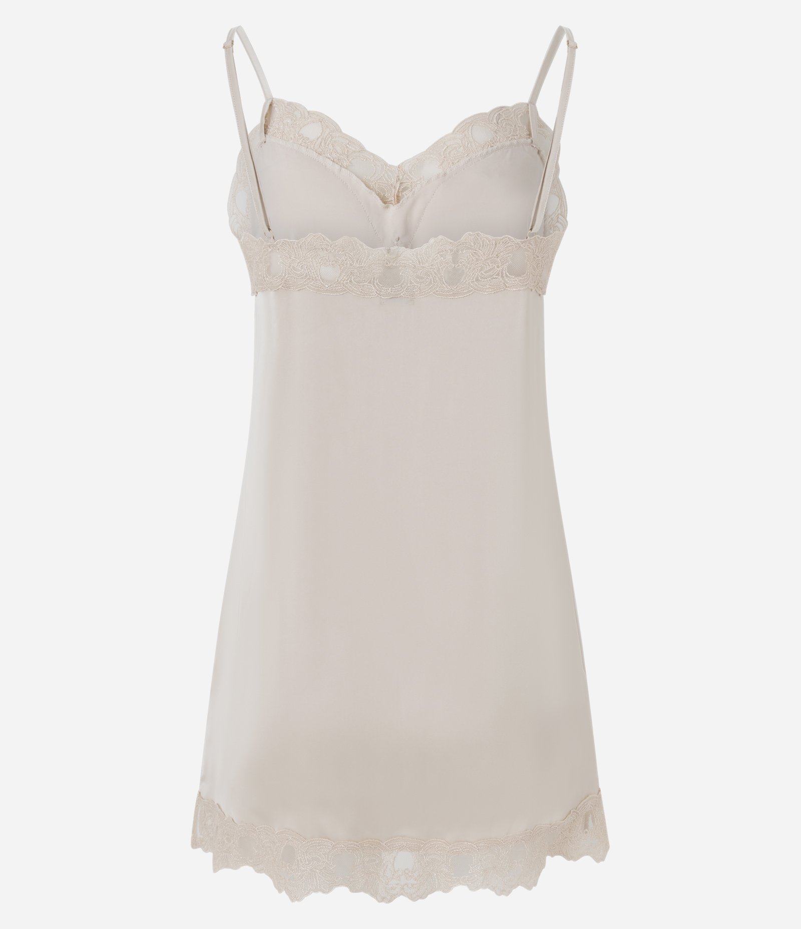 Camisola Regular em Cetim com Renda Cinza 7