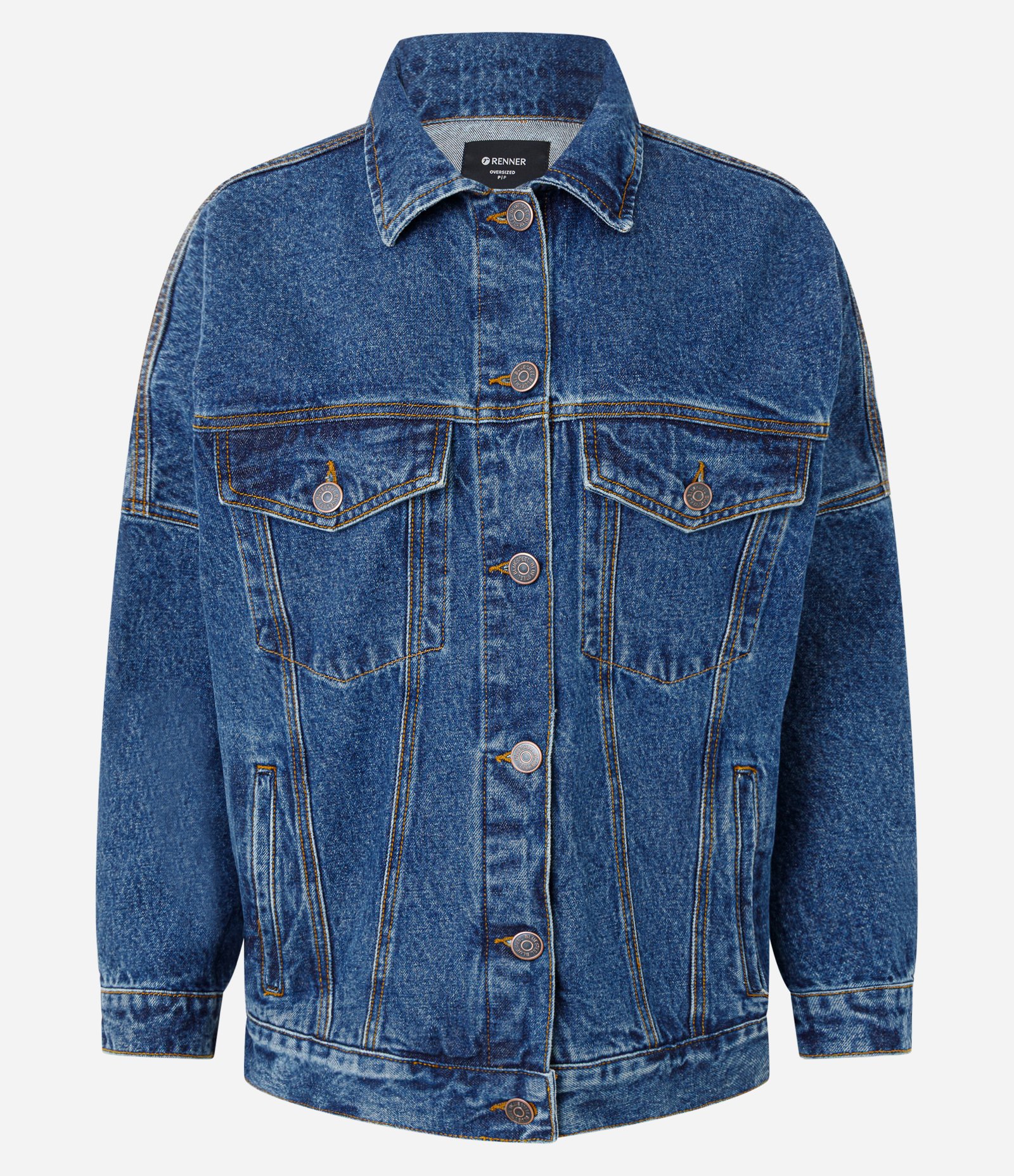 Jaqueta Oversized em Jeans com Bolsos e Botões Azul 5
