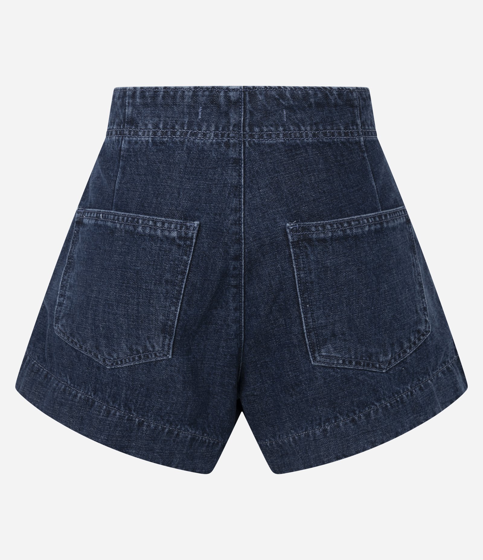 Short Evasê em Jeans com Ilhós e Cintura Alta Azul Escuro 6