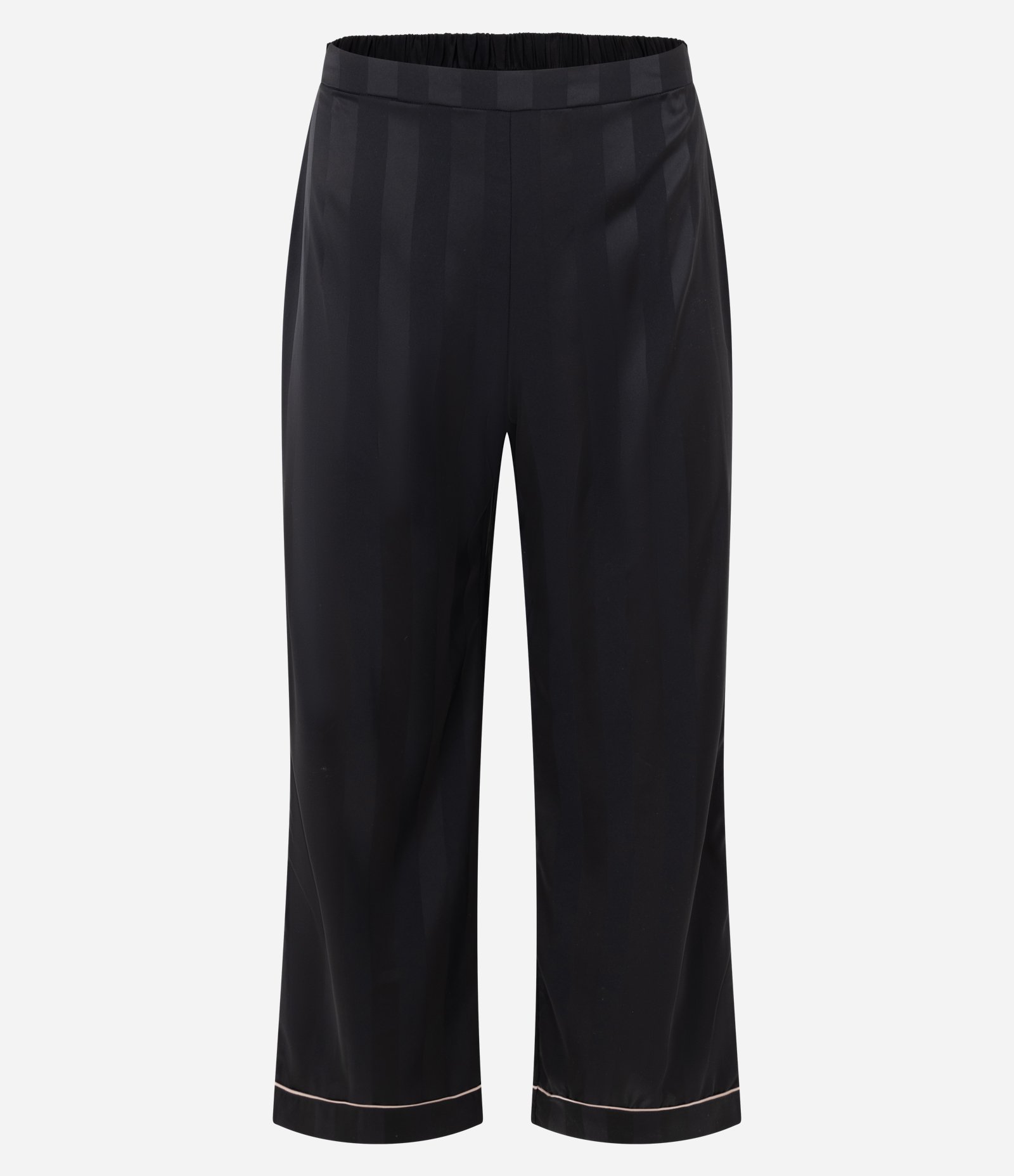 Pijama Longo Americano em Cetim com Estampa de Listras Preto 10
