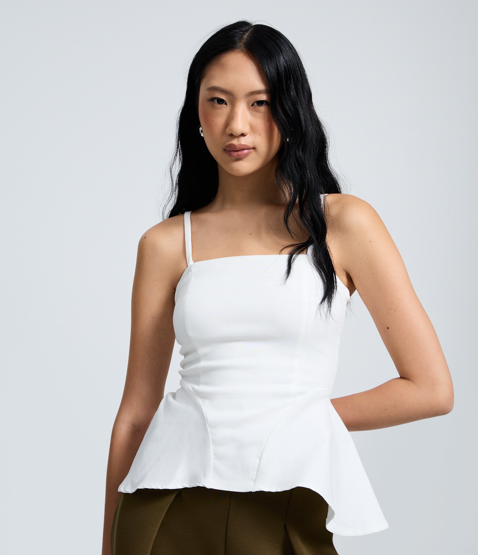 Blusa Peplum em Bengaline de Alcinha Branco 1