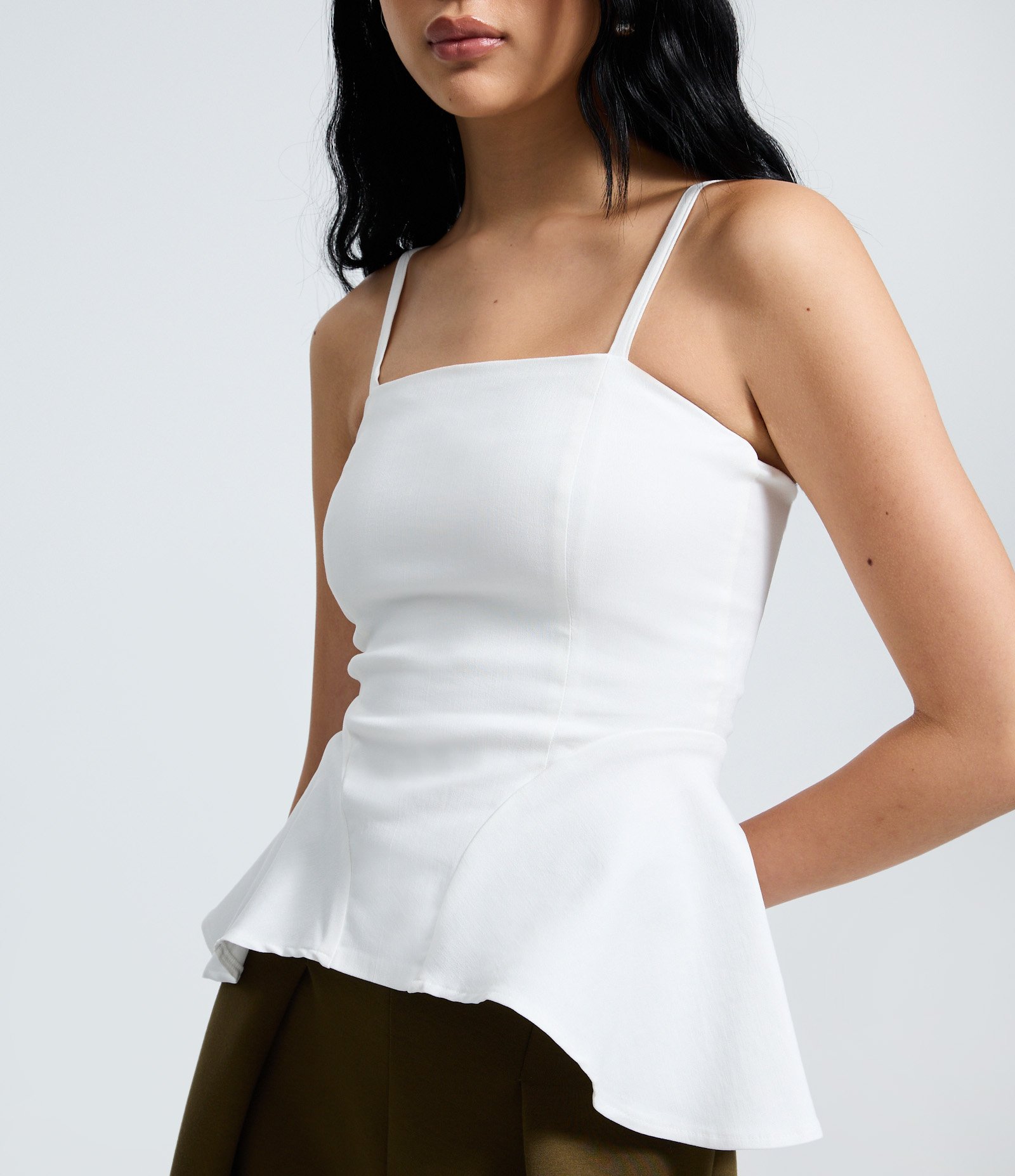 Blusa Peplum em Bengaline de Alcinha Branco 3