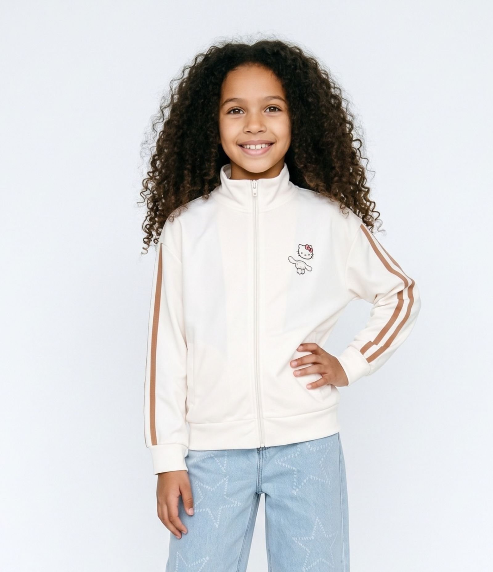 Jaqueta Infantil Hello Kitty e Amigos Estampa Localizada com Filetes- TAm 5 a 16 Anos Branco 1