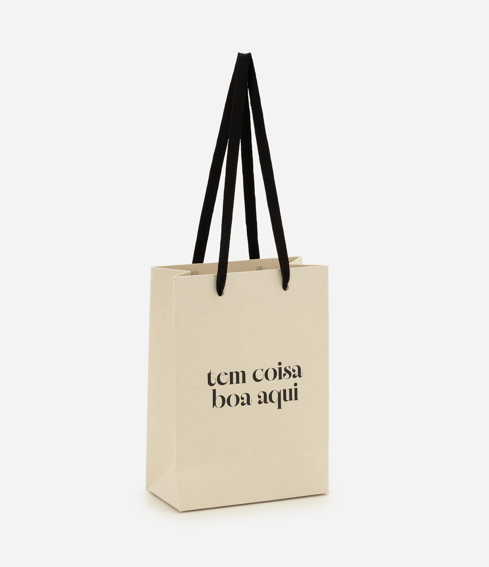 Embalagem de Presente Pequena com Lettering Tem Coisa Boa Aqui Bege 1