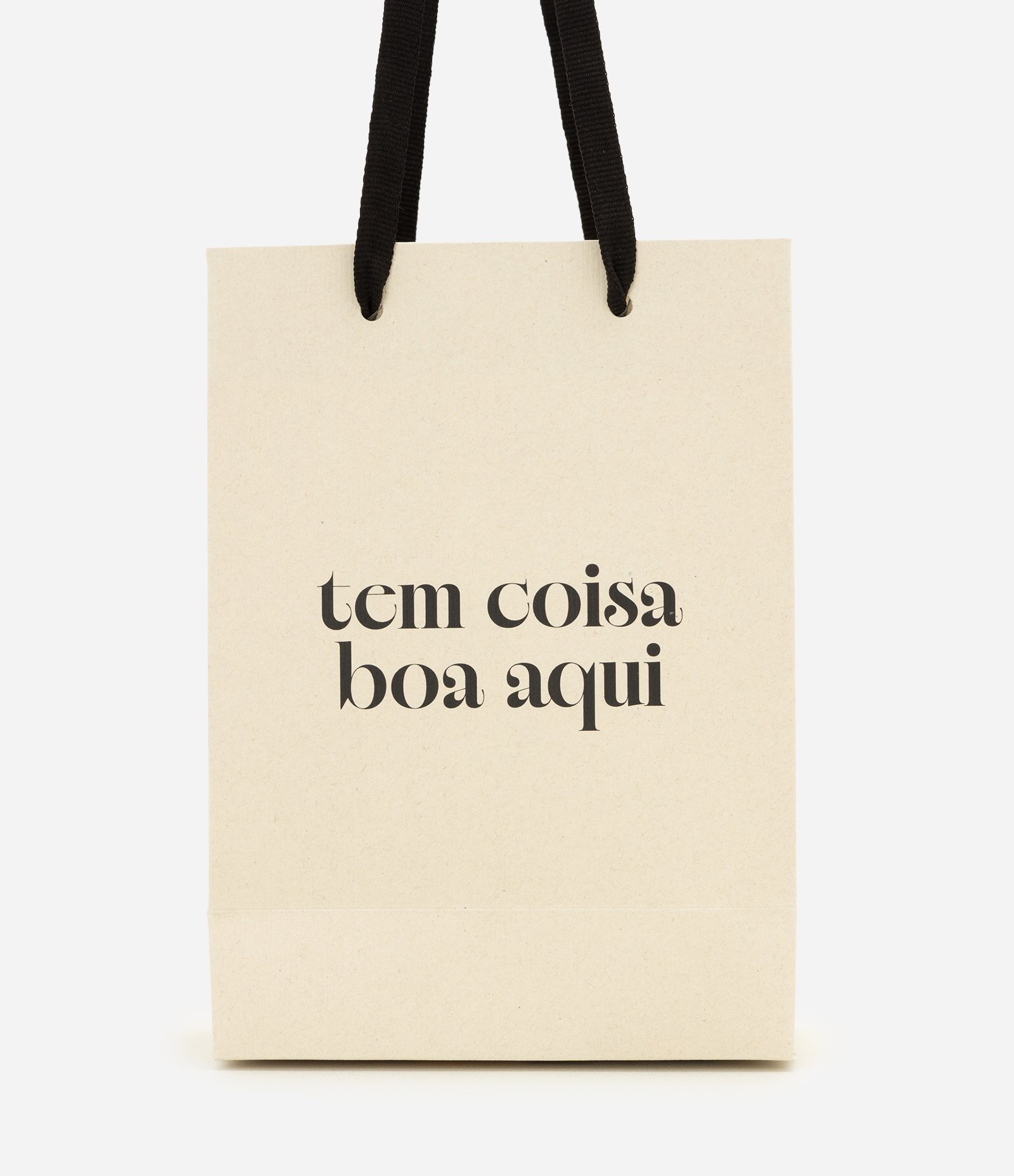 Embalagem de Presente Pequena com Lettering Tem Coisa Boa Aqui Bege 2