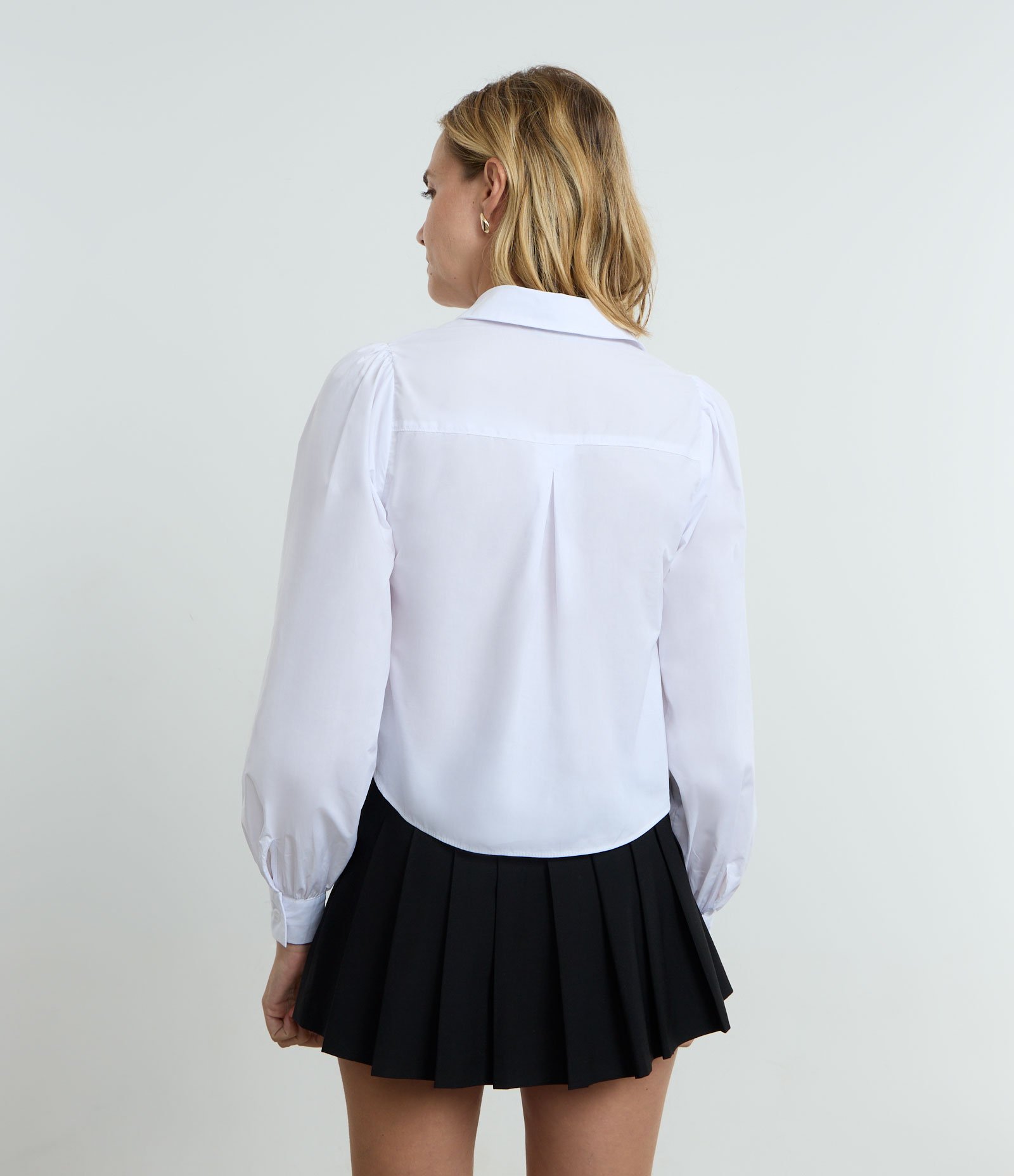 Camisa em Tricoline com Manga Bufante Branco 4