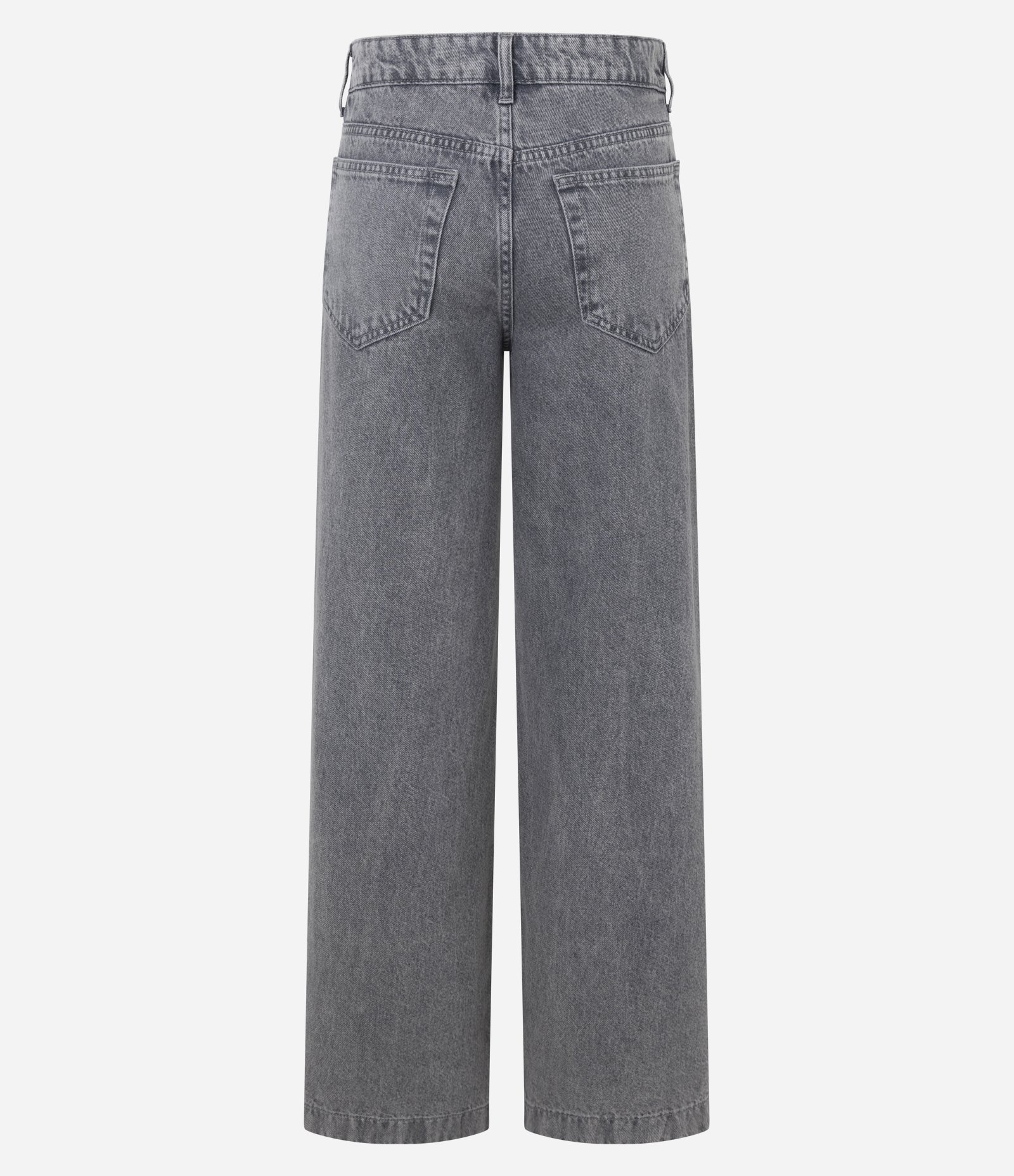 Calça Wide em Jeans com Cintura Baixa e Tachas Aplicado Cinza 7