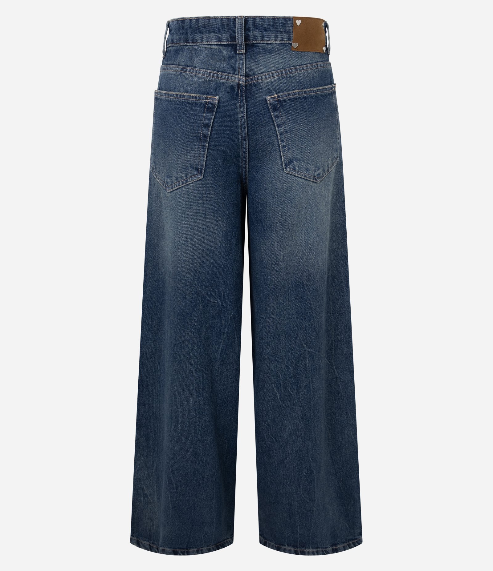 Calça Super Wide Jeans com Cintura Média Azul Escuro 6