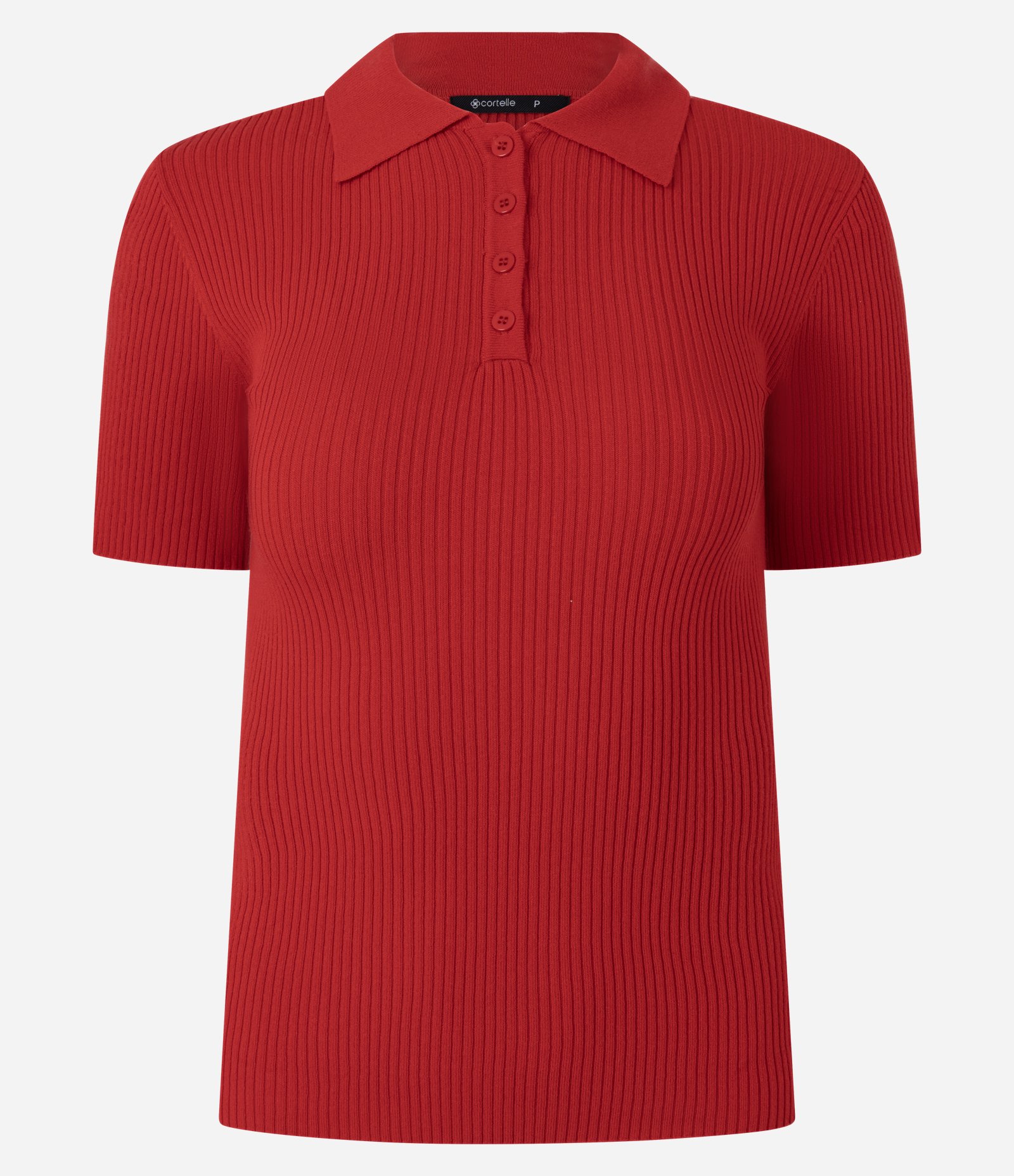 Blusa em Tricô com Gola Polo e Botões Frontais Vermelho 3